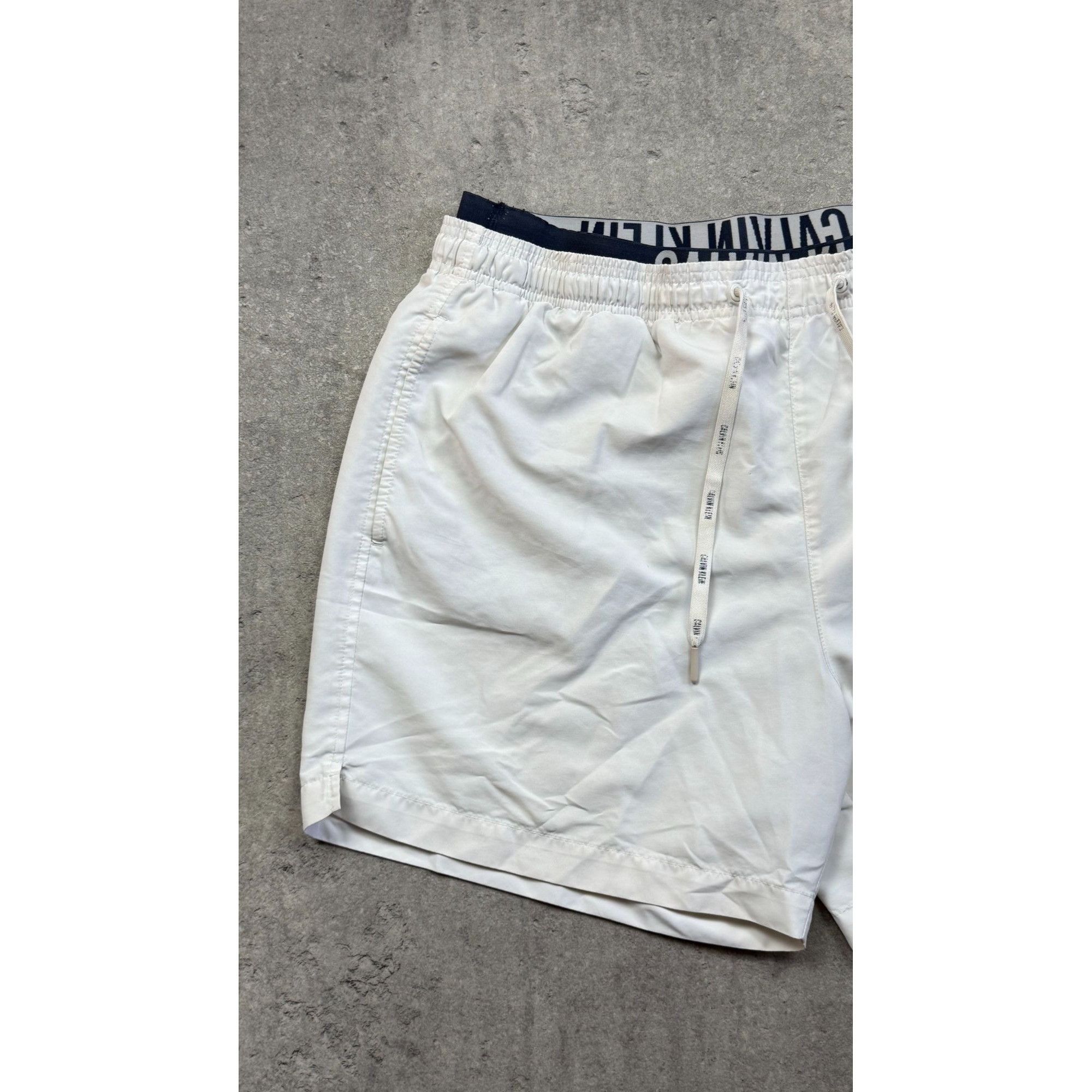 Calvin Klein CALVIN KLEIN Men's Double Waistband Swim Shorts – White – Si Size US 36 / EU 52 - 8 Thumbnail
