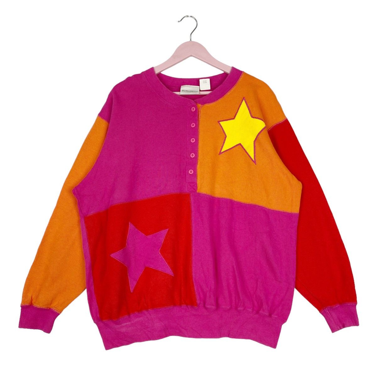 Vintage Vintage Elisabeth Button Up Crewneck Sweatshirt Pink Size XL / US 12-14 / IT 48-50 - 1 Thumbnail