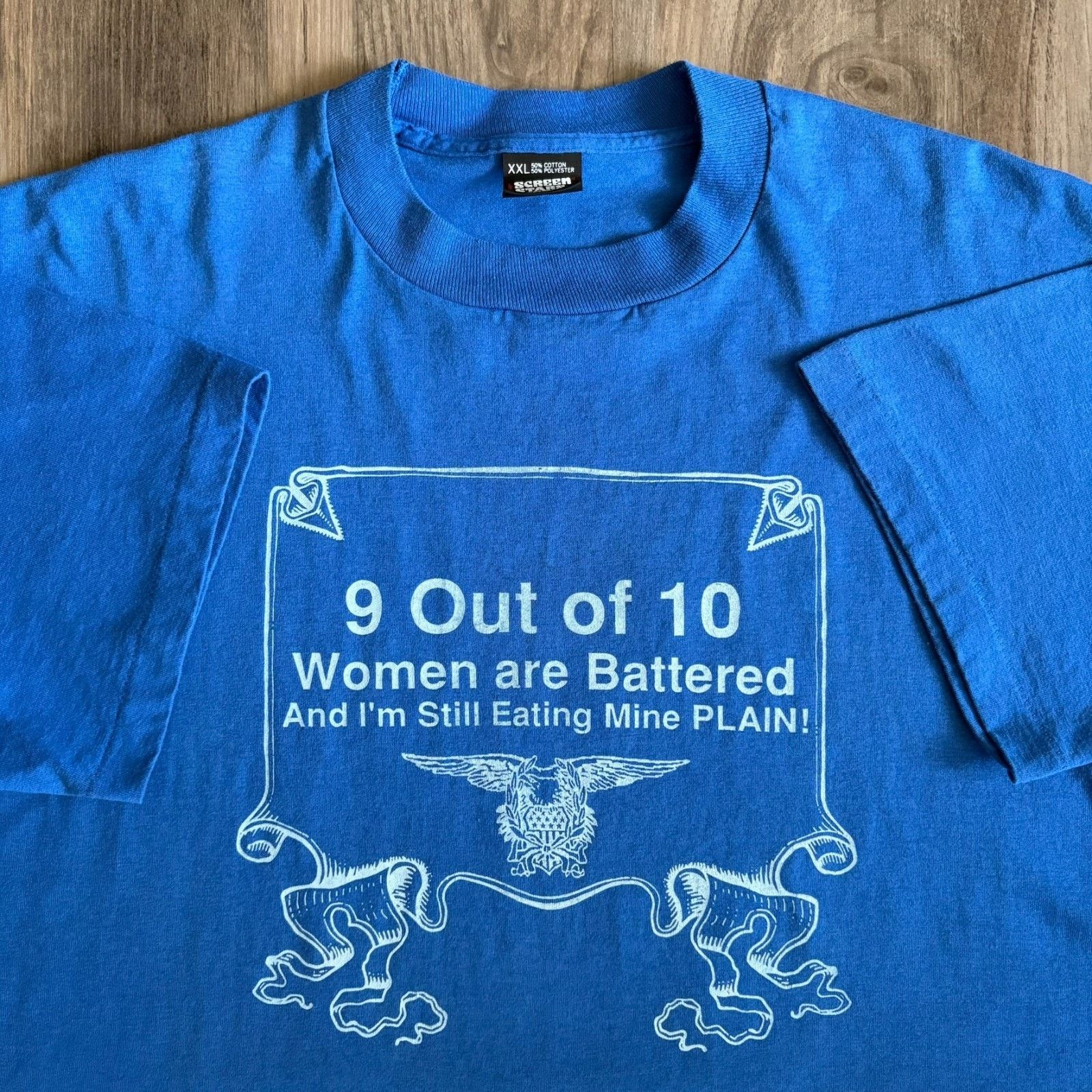 Vintage Vintage 1980s Sex Quote T-Shirt Size XL Blue Comedy Funny Size US XL / EU 56 / 4 - 1 Thumbnail