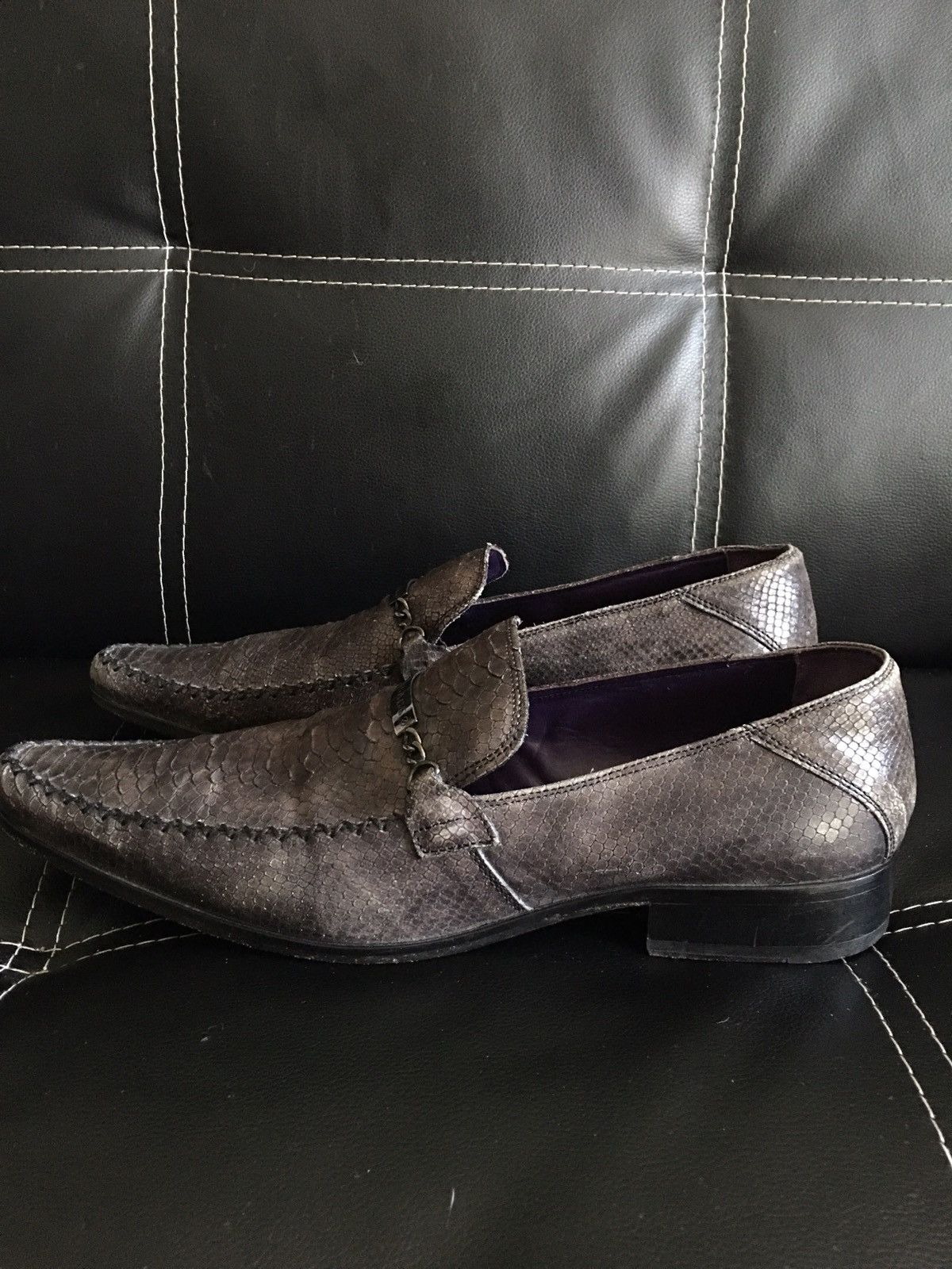 Versace VERSACE Collection Snake Skin Leather Grey Men Shoes EU 45 Size US 12 / EU 45 - 8 Thumbnail