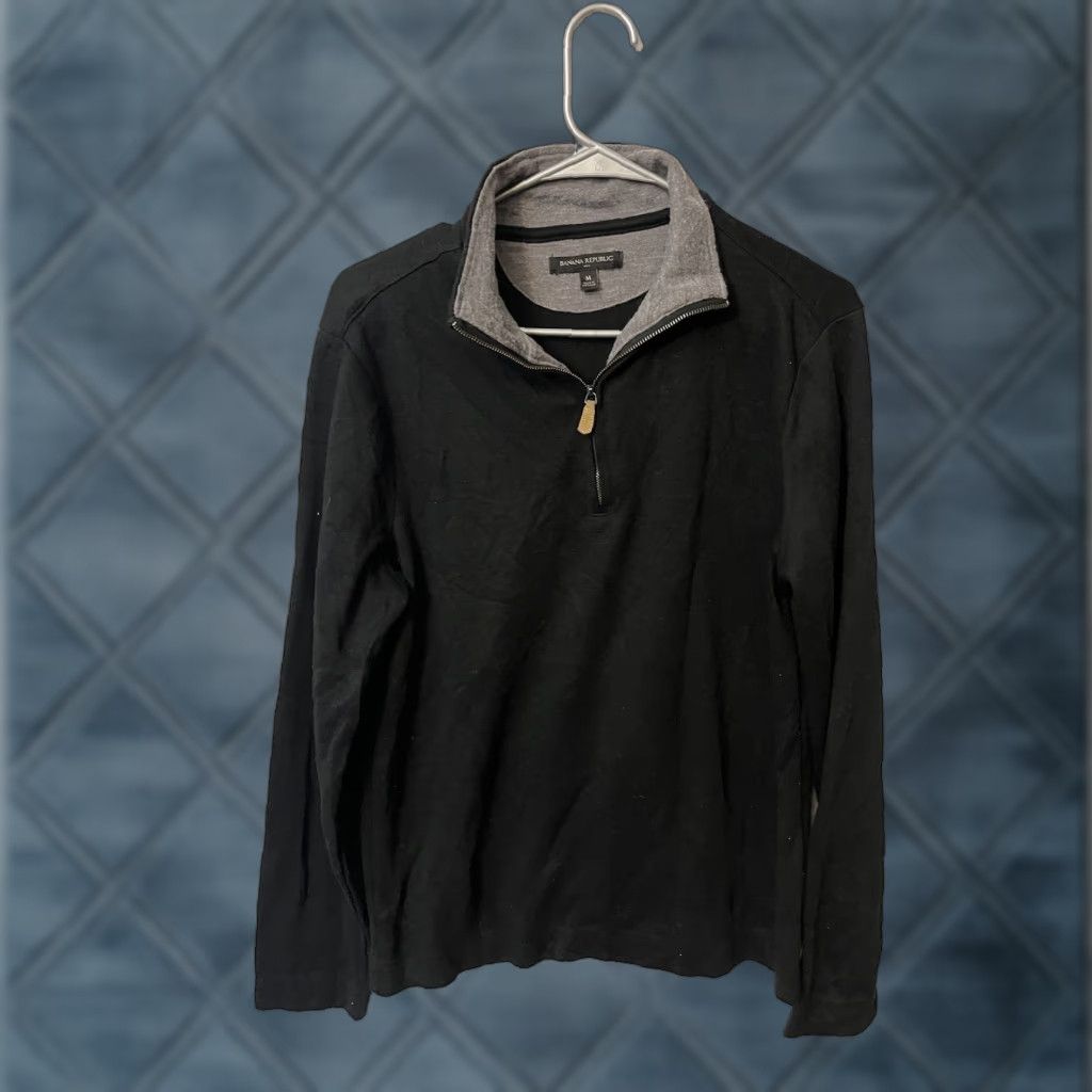 Banana Republic Banana Republic Sweater Mens Black 1/4 Zip Pullover Mock Neck Long Sleeve M Casual, Workwear Mens Pullover Sweater 1/4 Zip Black Banana Republic Size US M / EU 48-50 / 2 - 1 Thumbnail