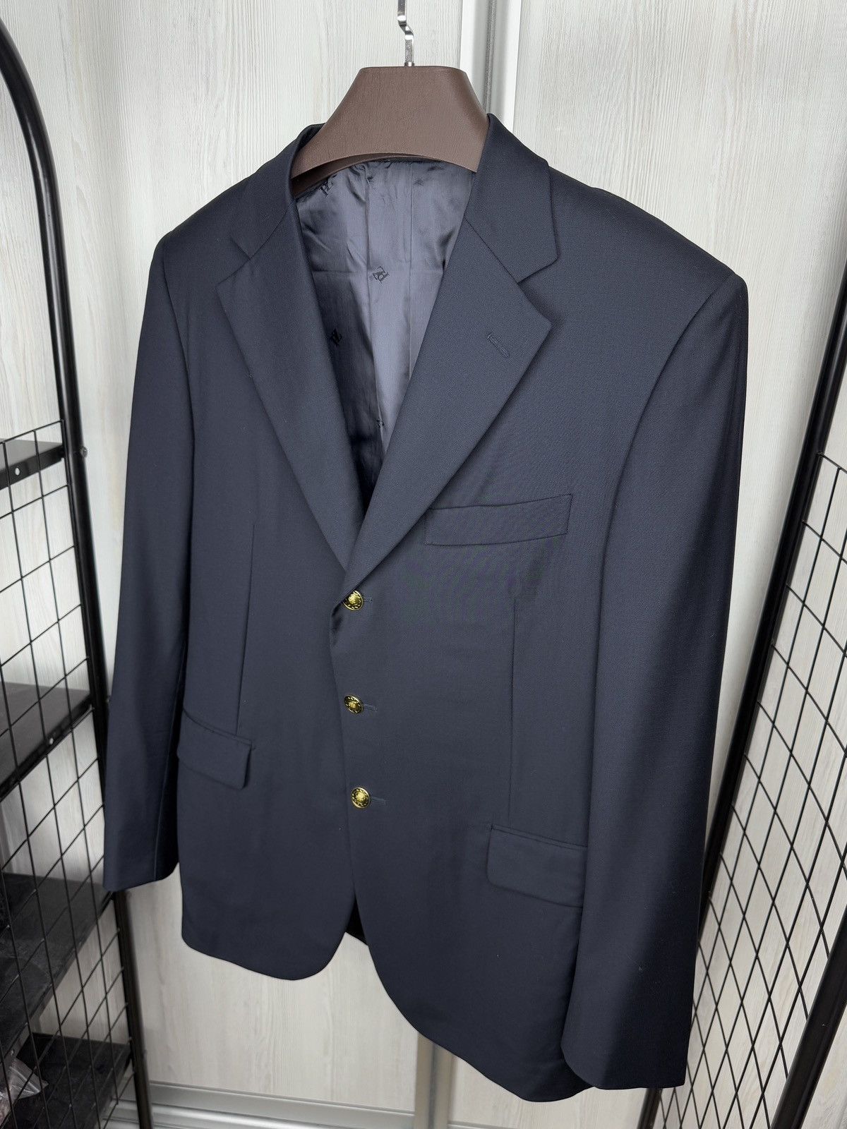 Pal Zileri Pal Zileri Navy Blue Super 120s Wool Metal buttons blazer Size 44R - 7 Thumbnail