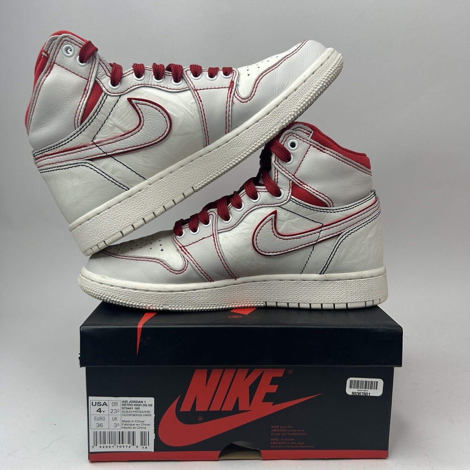Nike Nike Air Jordan 1 High OG Retro “Phantom/Gym Red” 2023 Size US 5.5 / IT 35.5 - 3 Thumbnail