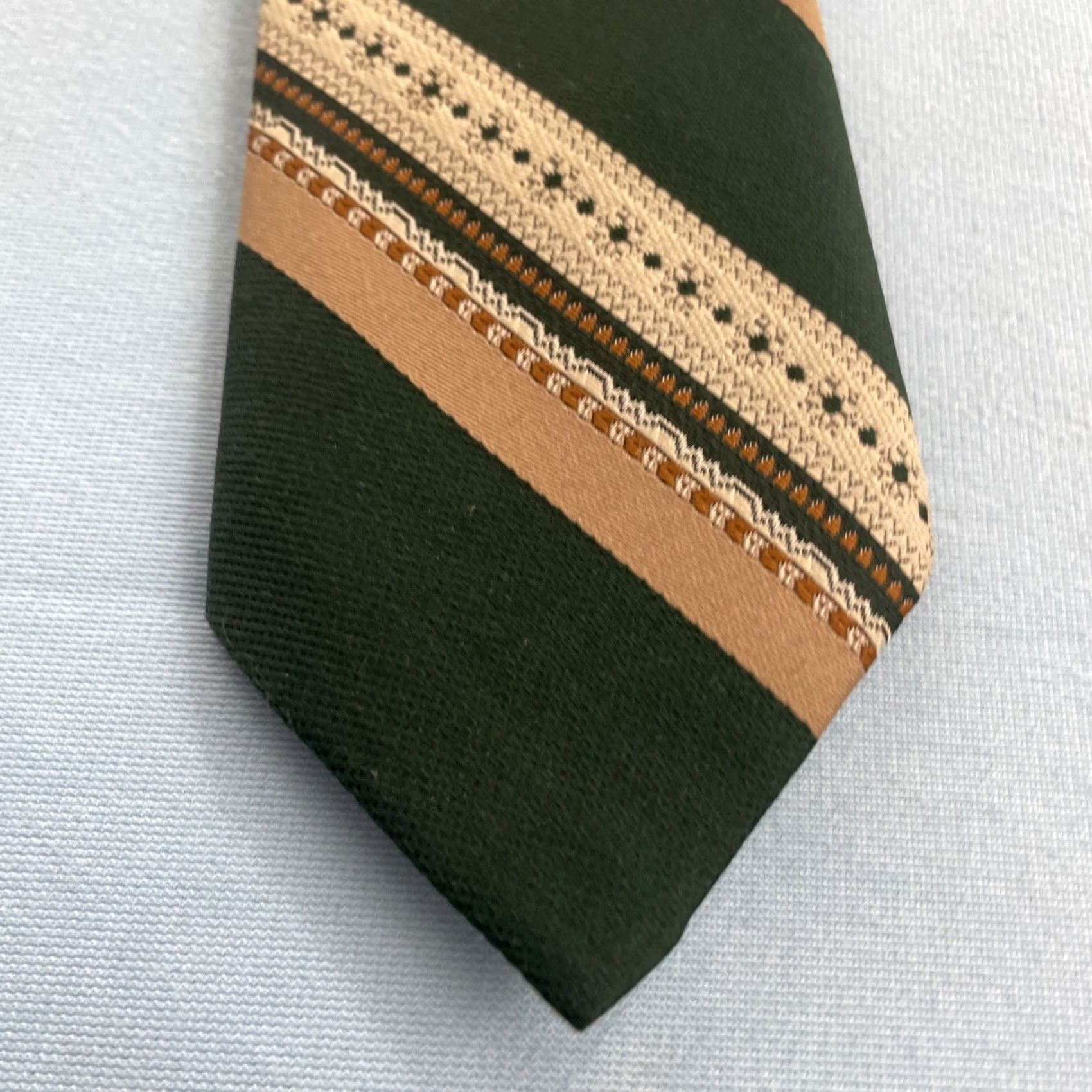 Vintage VINTAGE Tattersall Repp Tie Woven Textured Green Brown Western Necktie 3x57 Men Tie 57"-60" Size ONE SIZE - 2 Thumbnail