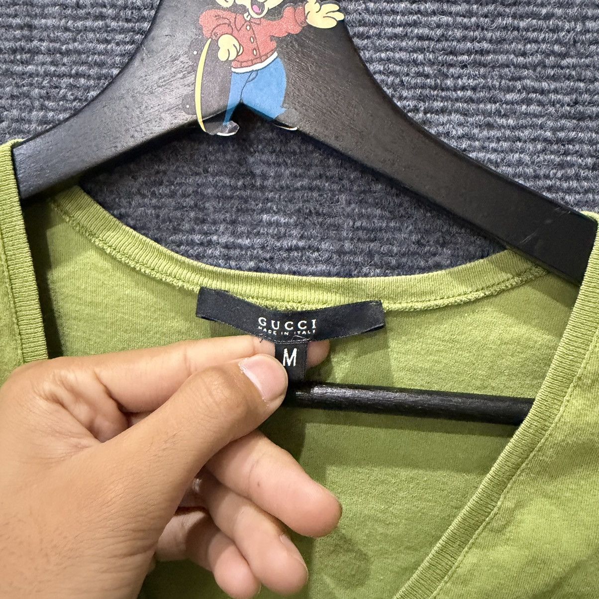 Gucci Gucci Green V-Neck T-Shirt Size M / US 6-8 / IT 42-44 - 2 Thumbnail