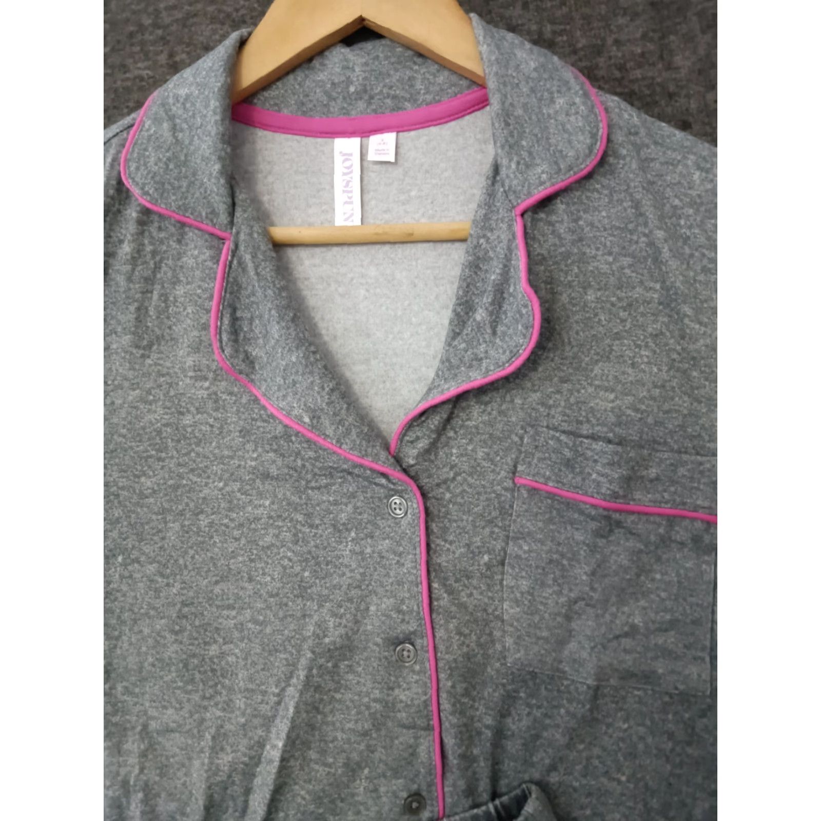 Vintage JoySpun Pajama Set Short Sleeve 2 Piece Gray Pink S Women Regular Size 28" / US 6 / IT 42 - 3 Thumbnail