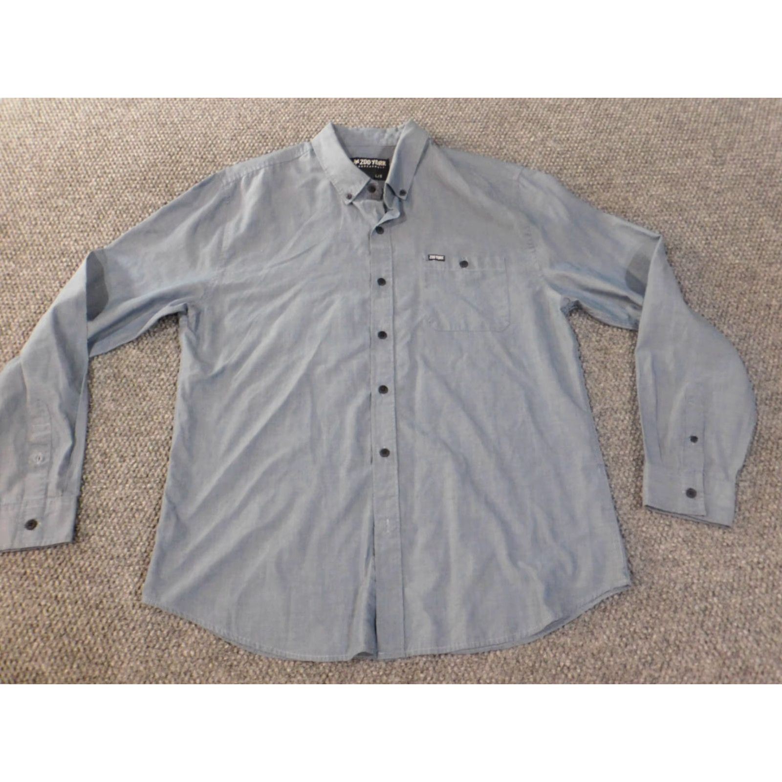 Zoo York Zoo York Shirt Large Blue Mens Button-Up Pocket Logo Classic - Relaxed Fit - Regular Size Size US L / EU 52-54 / 3 - 4 Thumbnail