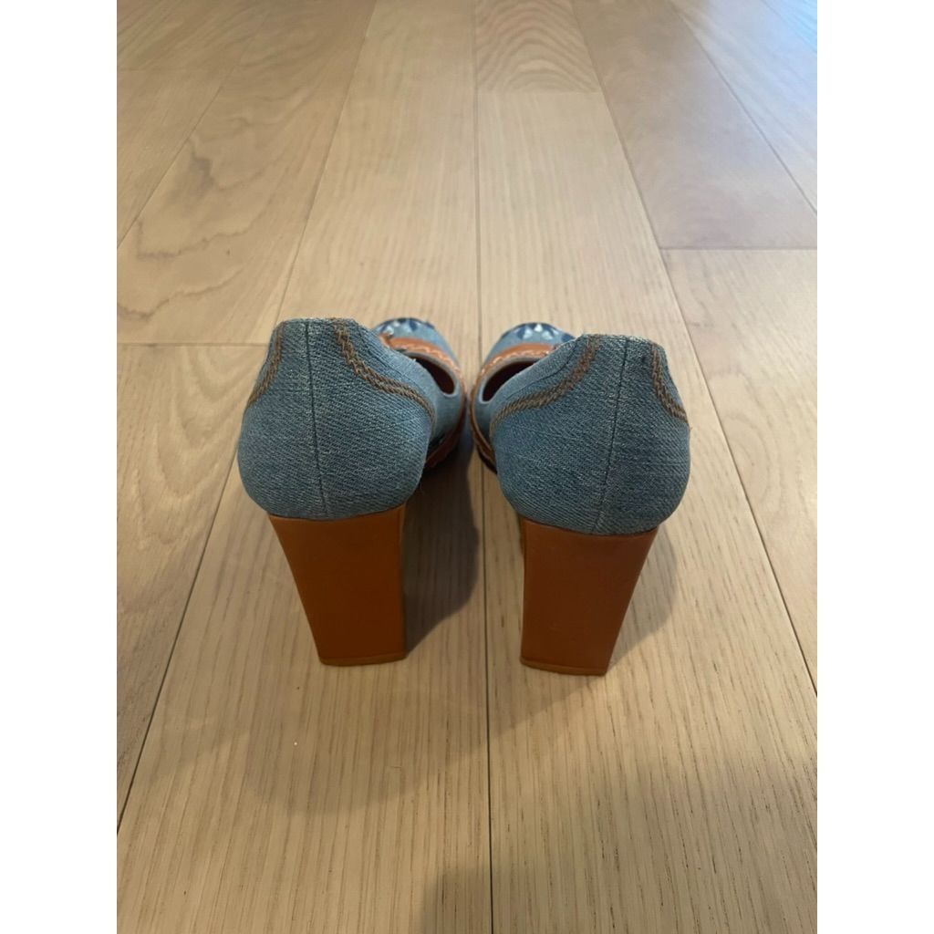 Dior Christian Dior Womens Denim & Leather Heels With Embroidered Size US 5 / IT 35 - 2 Thumbnail