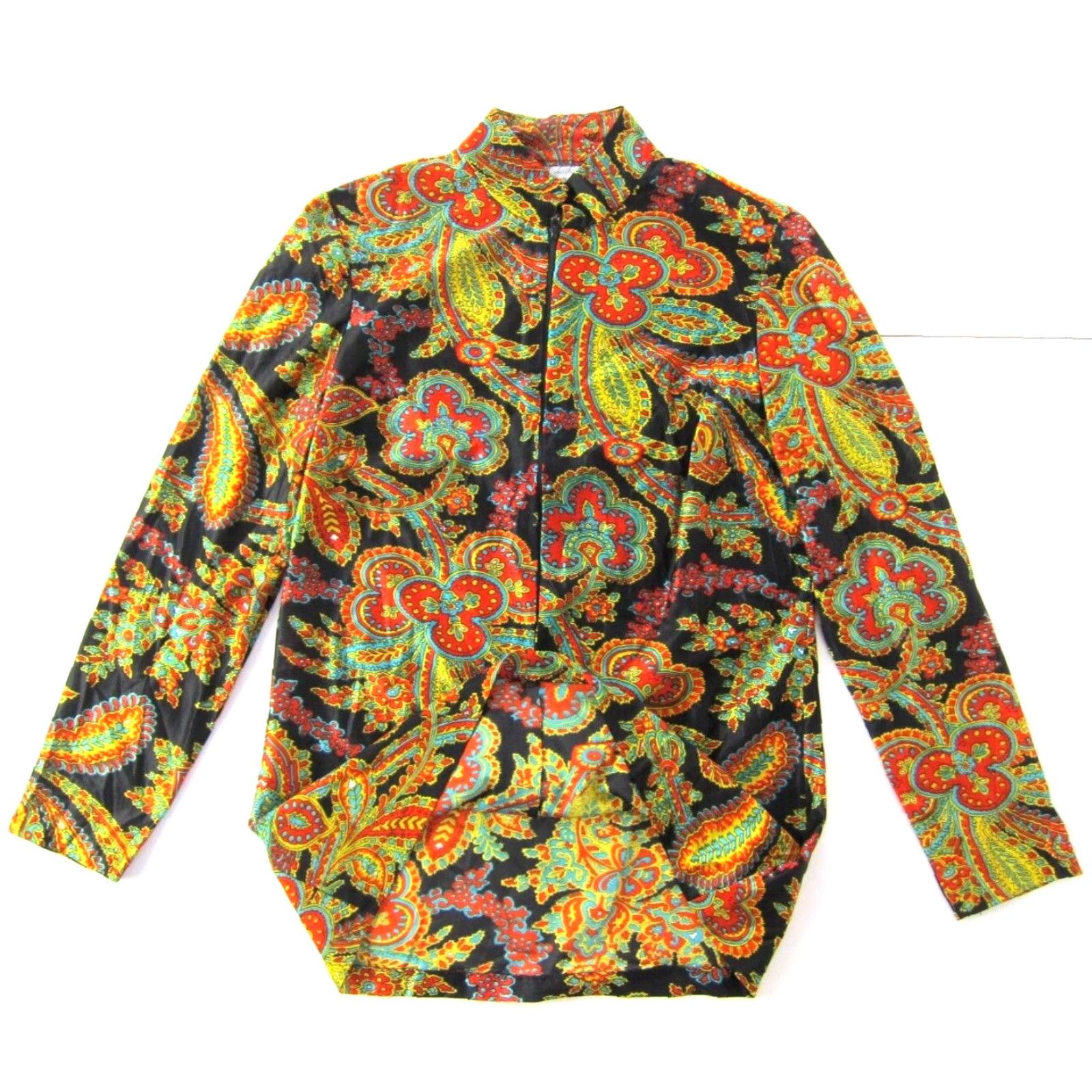 Vintage VINTAGE NPC Fashions Blouse Mock Neck Long Sleeve Yellow Small Floral Bohemian 60s 70s Womens Size S / US 4 / IT 40 - 6 Thumbnail