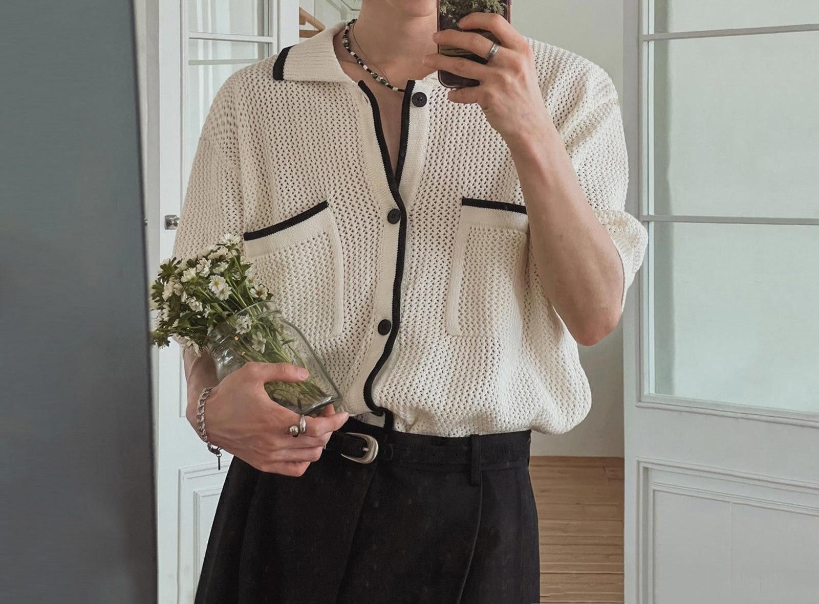Other Knit Button Short Sleeve Shirt Size US M / EU 48-50 / 2 - 3 Thumbnail