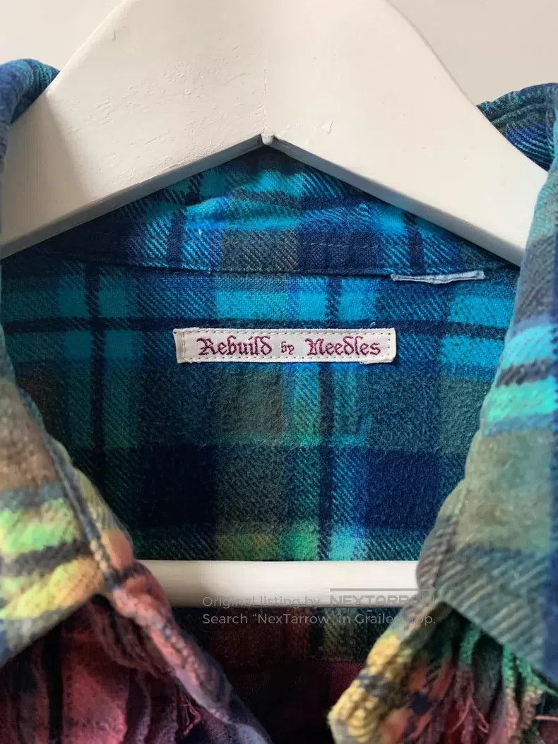 Needles Needles Flannel Large Plaid Patchwork Shirt Rainbow Tie-Dy Size US L / EU 52-54 / 3 - 3 Thumbnail