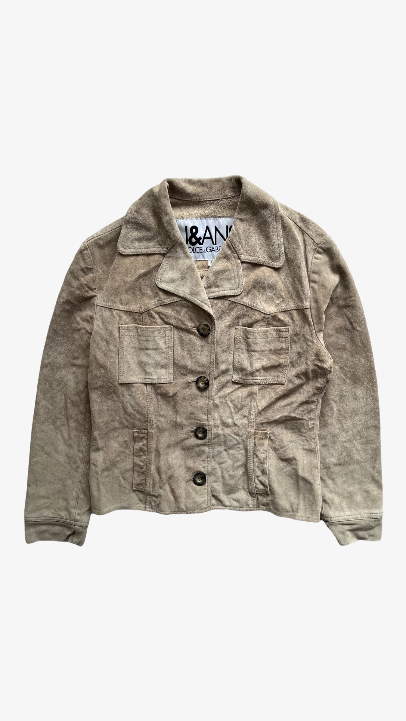 Dolce & Gabbana Vintage Y2K Women's Dolce & Gabbana Beige Leather Jacket Size S / US 4 / IT 40 - 1 Thumbnail