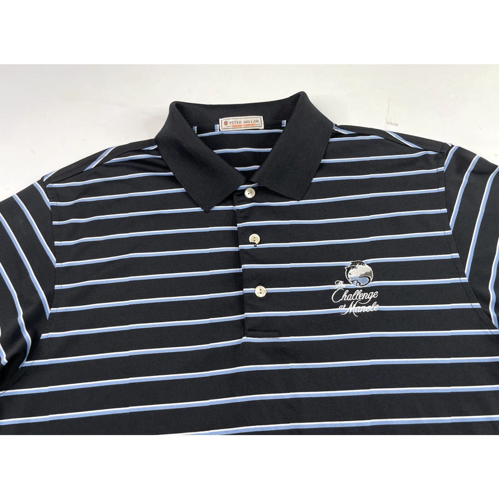 Peter Millar Peter Millar Summer Comfort Striped Golf Polo Shirt M Black Men Polo Short Sleeve Capable Stretch 32 Chest 22 Length Size US M / EU 48-50 / 2 - 2 Thumbnail