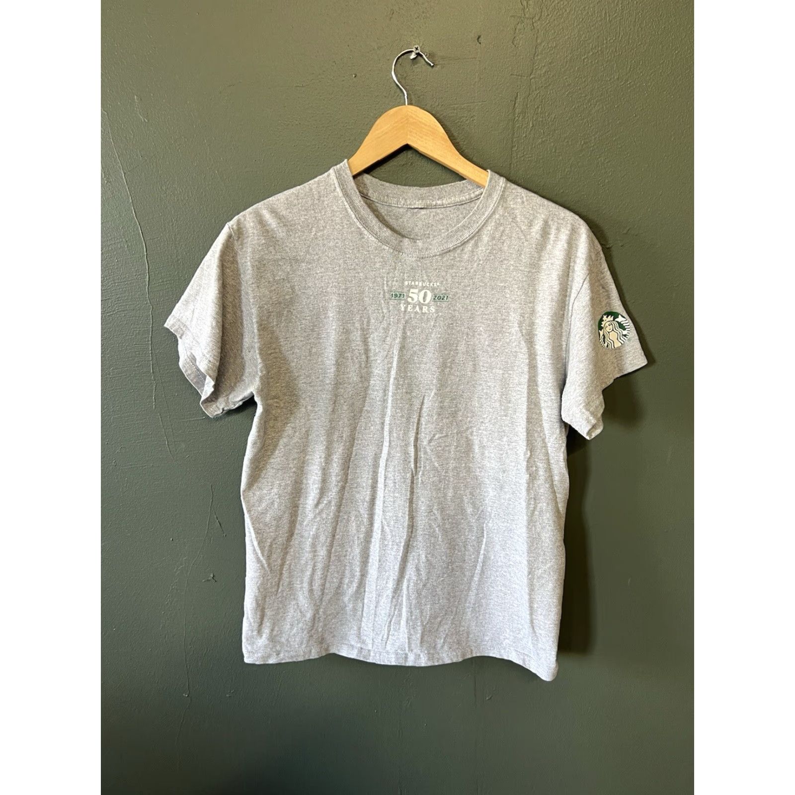 Vintage Starbucks T-Shirt Gray Short Sleeve Adult S 50 Year Anniversary Mens Shirt Size US S / EU 44-46 / 1 - 2 Thumbnail