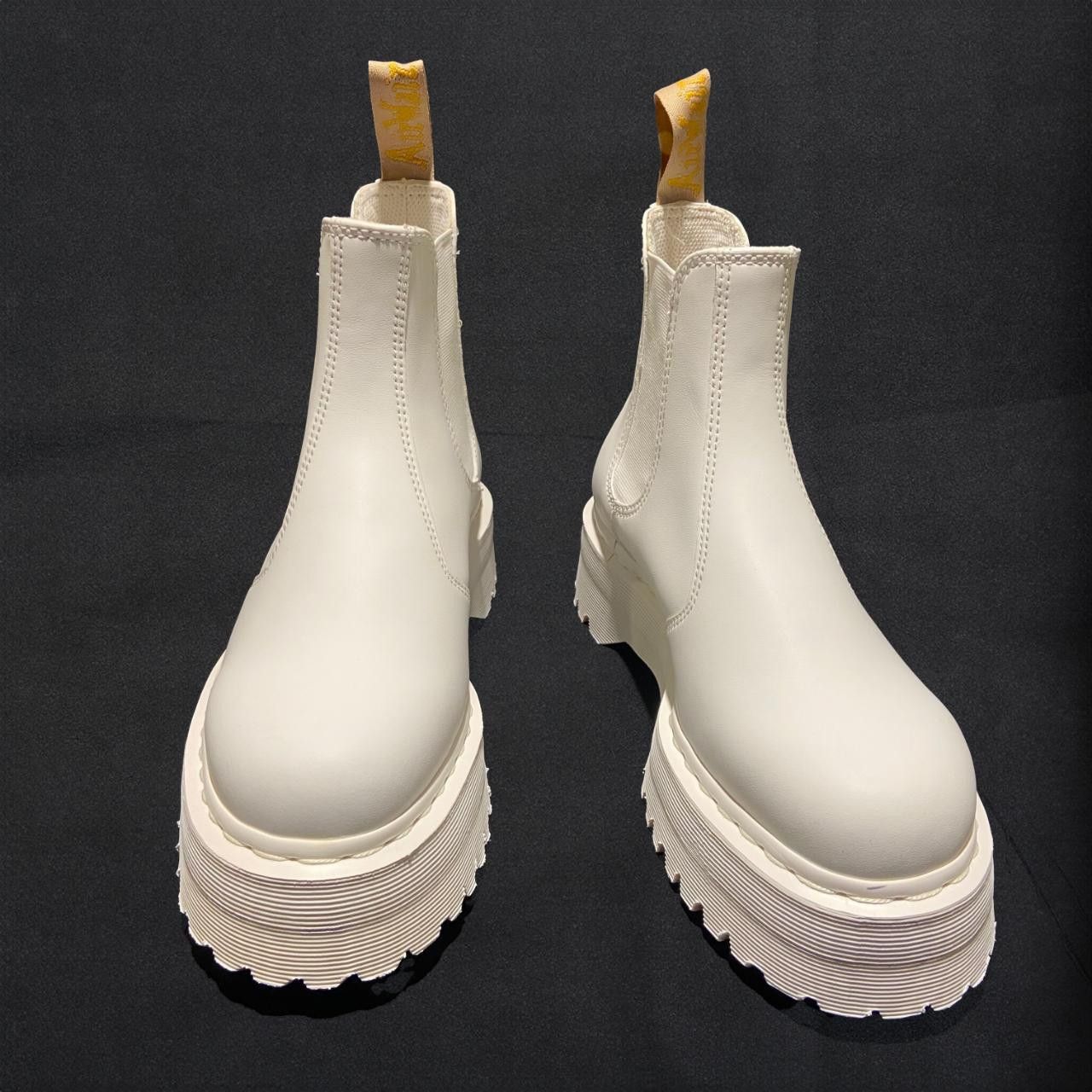 image of Dr Martens Dr. Martens Women's Quad Mono Vegan Platform Chelsea Boots in White (Size 8)