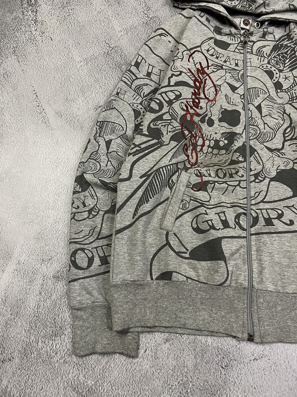 Ed Hardy Vintage Y2k Skull ☠️ Rare Ed Hardy All Over Print Zip Hoodie Size M / US 6-8 / IT 42-44 - 7 Thumbnail
