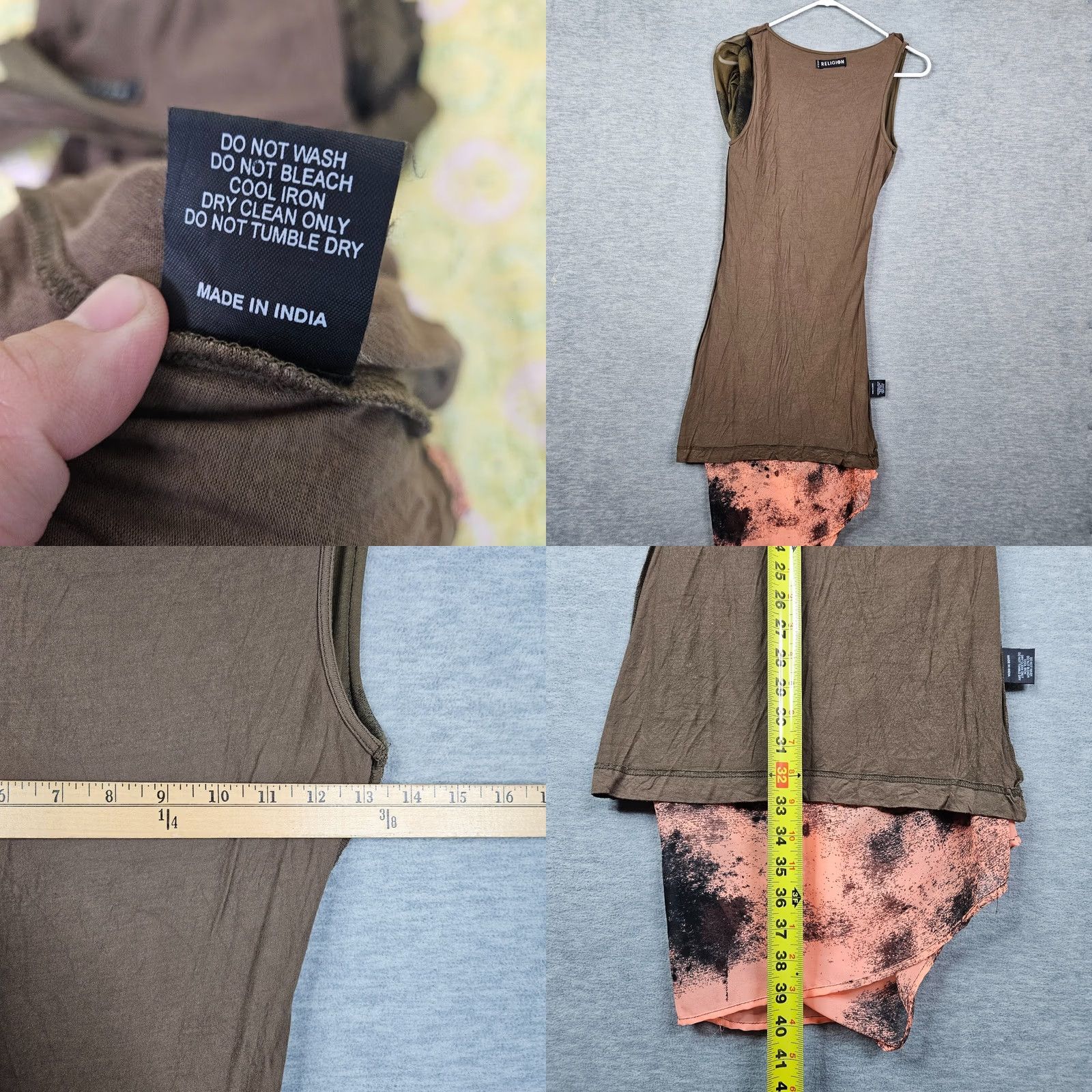 Vintage Religion Dress Sleeveless XS Brown A-Line Women's Size XS / US 0-2 / IT 36-38 - 8 Thumbnail