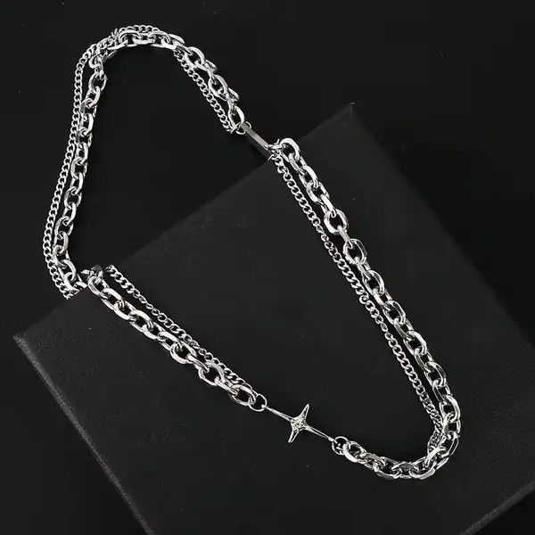Jewelry Double Chain Cross Necklace Size ONE SIZE - 3 Thumbnail