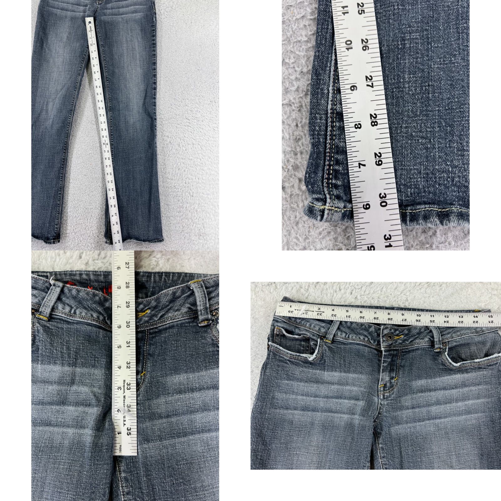 Guess G By Guess Jeans Womens Bootcut Denim Gray 29x30 Low Rise With Embellished Bling Logo Button Size 29" - 8 Thumbnail