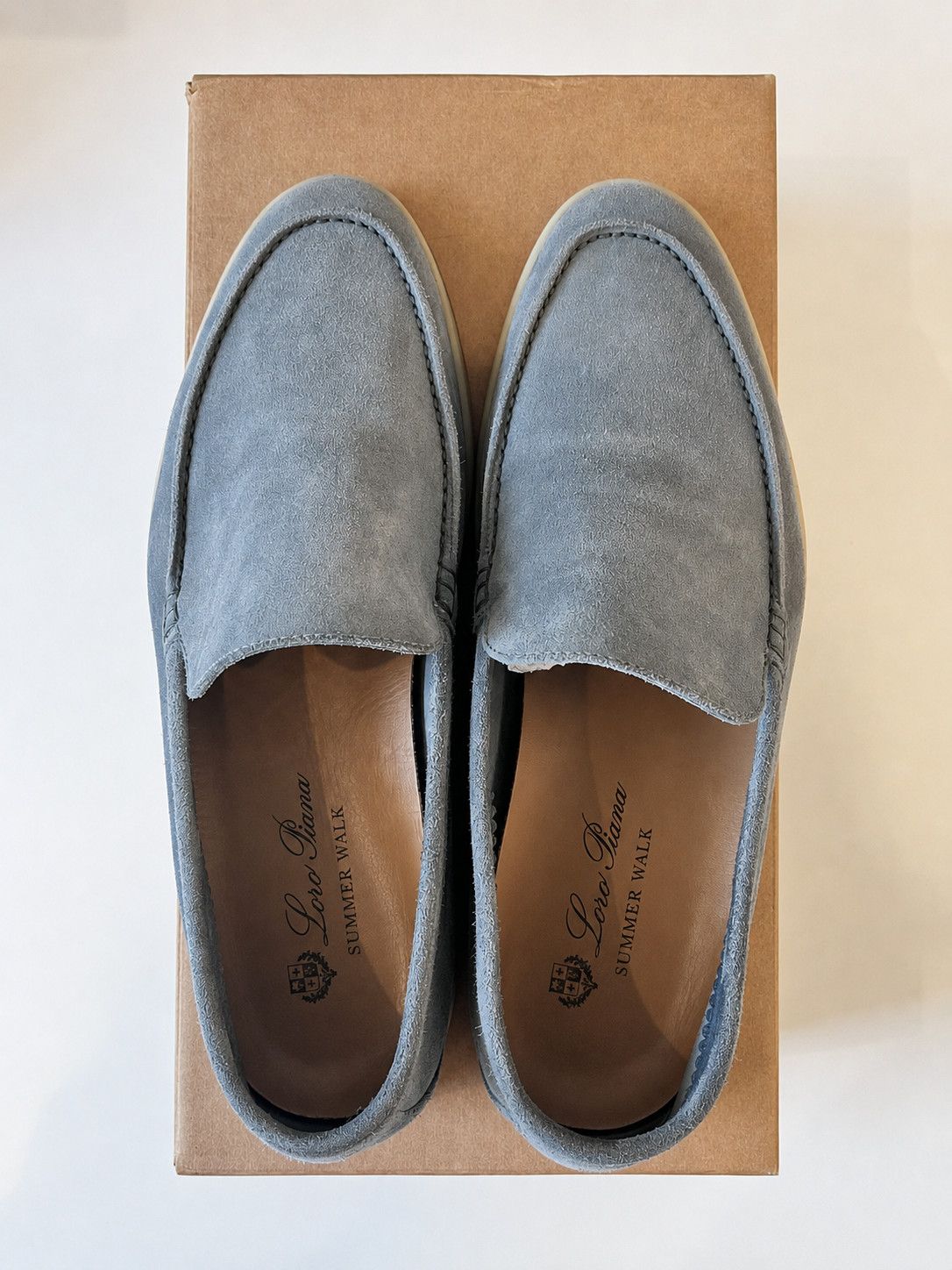 Loro Piana Summer Walk Suede Loafers / Light Blue/ IT 42.5