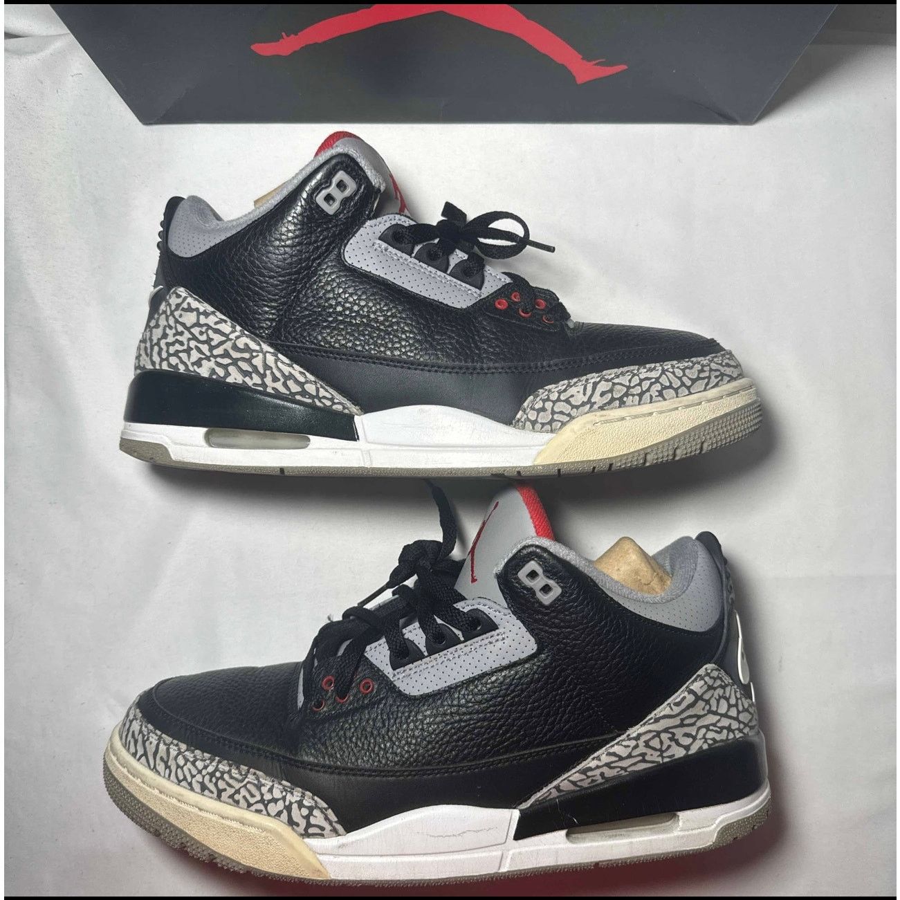 Jordan Brand × Nike Size 12 Air Jordan 3 Retro OG Black Cement 2018 Men's Shoes Size US 12 / EU 45 - 2 Thumbnail