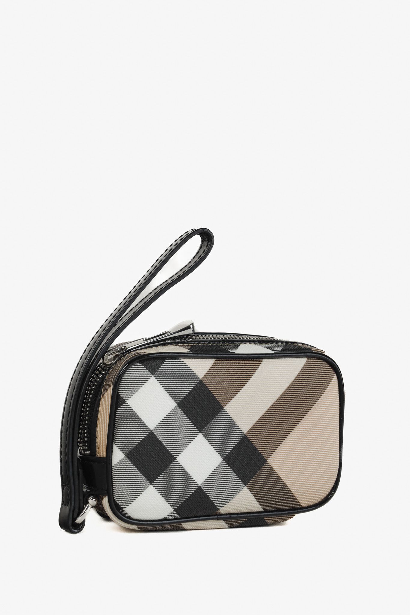 Burberry Burberry Black Patent Trim Nova Check Camera Pouch Wristlet Size ONE SIZE - 2 Thumbnail
