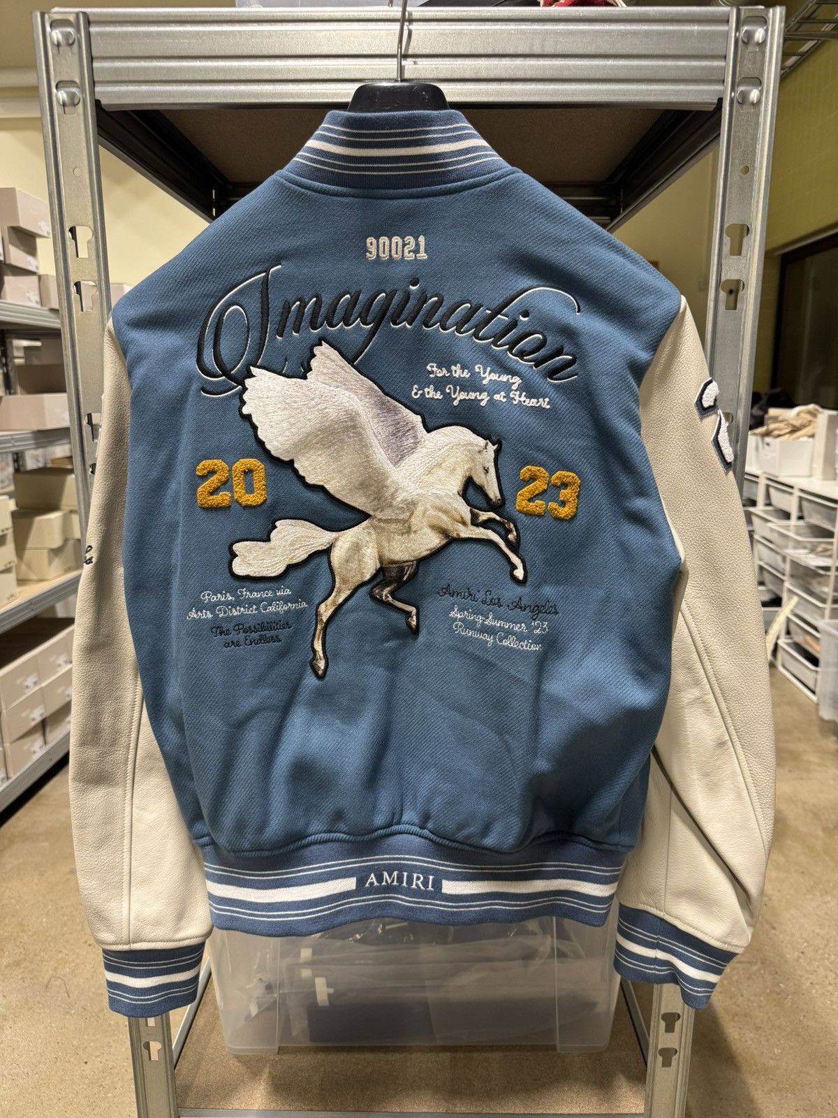 Amiri Amiri Bluefin Imagination Leather Varsity Jacket NEW 3200$ Size US M / EU 48-50 / 2 - 2 Thumbnail