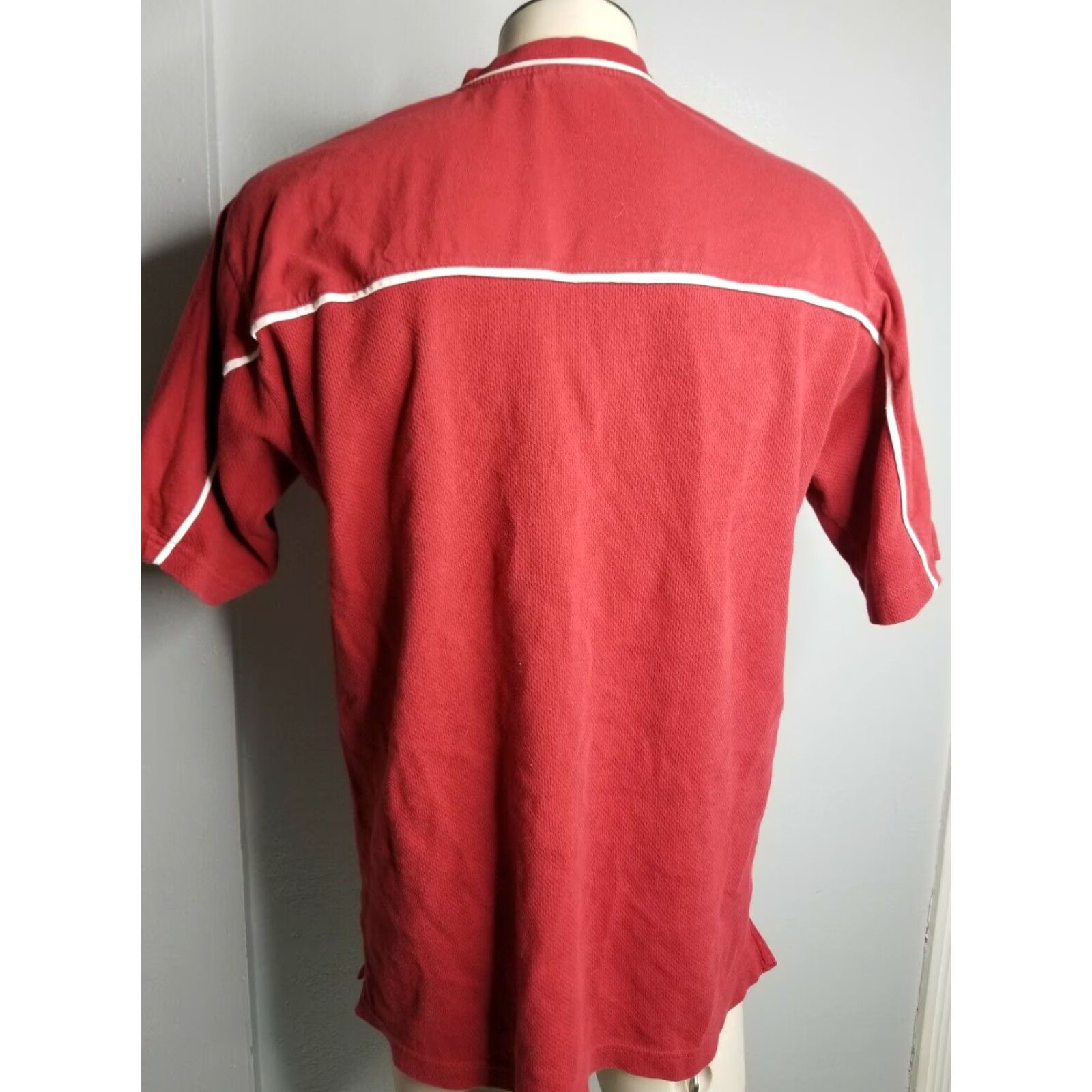 NFL VINTAGE NFL Mens Large Red 49ers Embroidered V Neck Short Sleeve Football T Shirt 80s 90s Sports Size US L / EU 52-54 / 3 - 2 Thumbnail