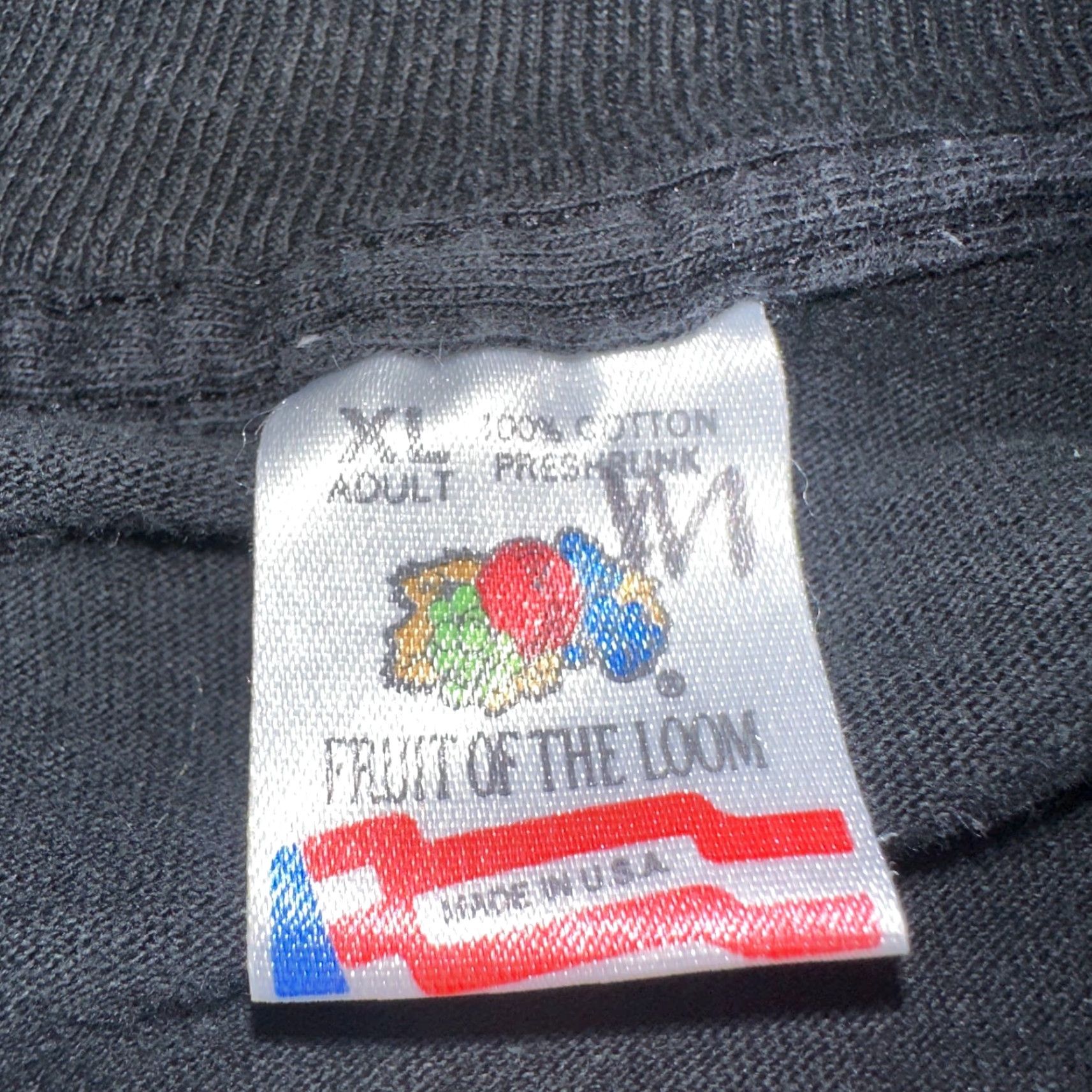 Fruit Of The Loom VINTAGE 90s Fruit of the Loom T-Shirt XL Black Cotton Short Sleeve Crew Neck Mens Music Retro Size US XL / EU 56 / 4 - 4 Thumbnail