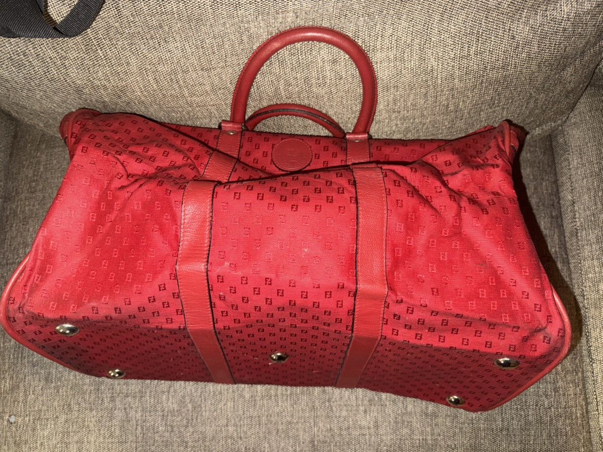 Fendi Fendi Vintage Red Monogram Canvas Duffle Travel Bag Handbag Size ONE SIZE - 3 Thumbnail
