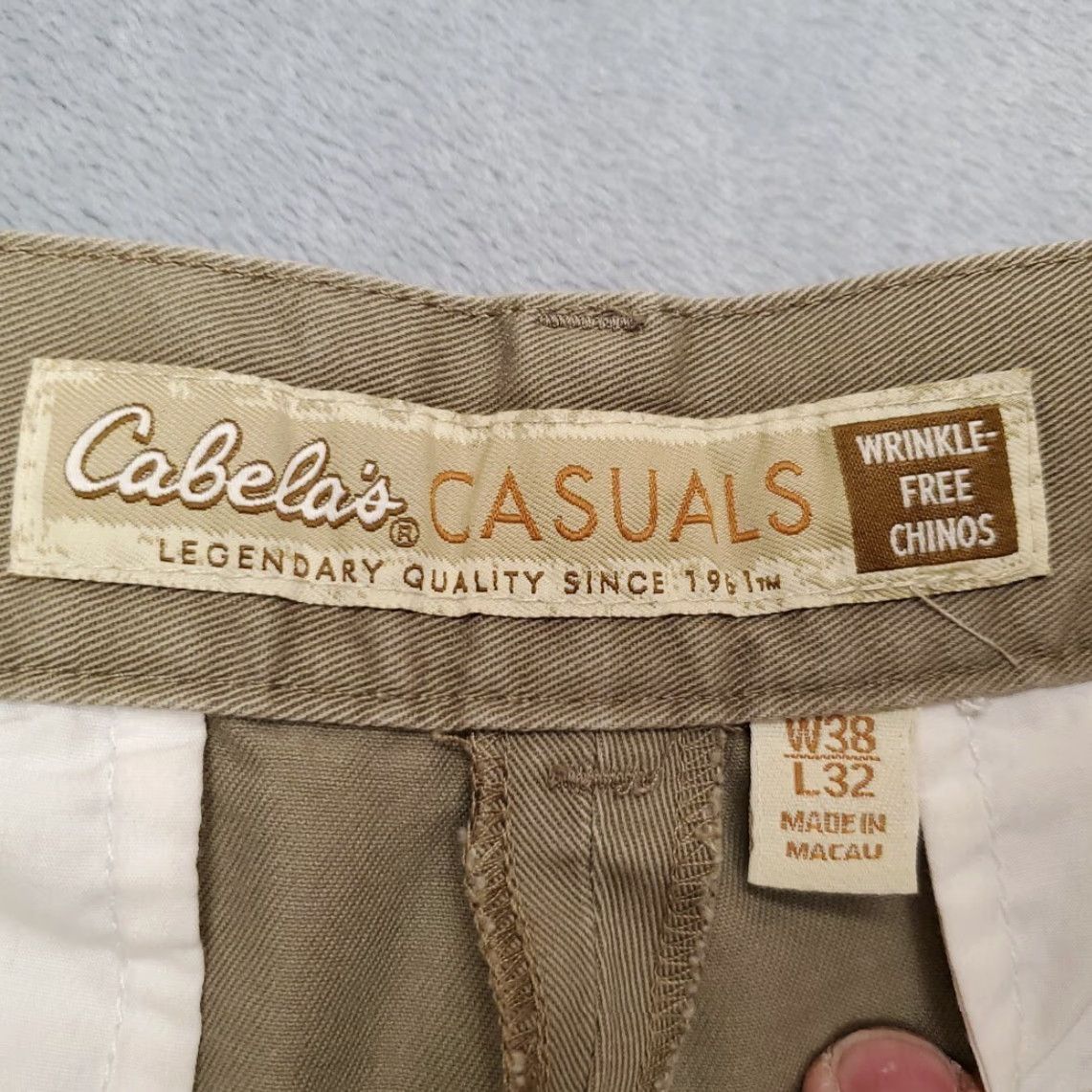Vintage VINTAGE Cabela's Pants Mens 38x32 Khaki Twill Wrinkle Free Chino Outdoor Hike Fish Casual Pants Mens Beige Cotton Twill Pockets Zip Front Size US 38 / EU 54 - 5 Thumbnail