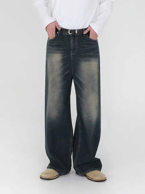 VIBE Blue Washed Wide Leg Denim Jeans Size US 32 / EU 48 - 1 Thumbnail