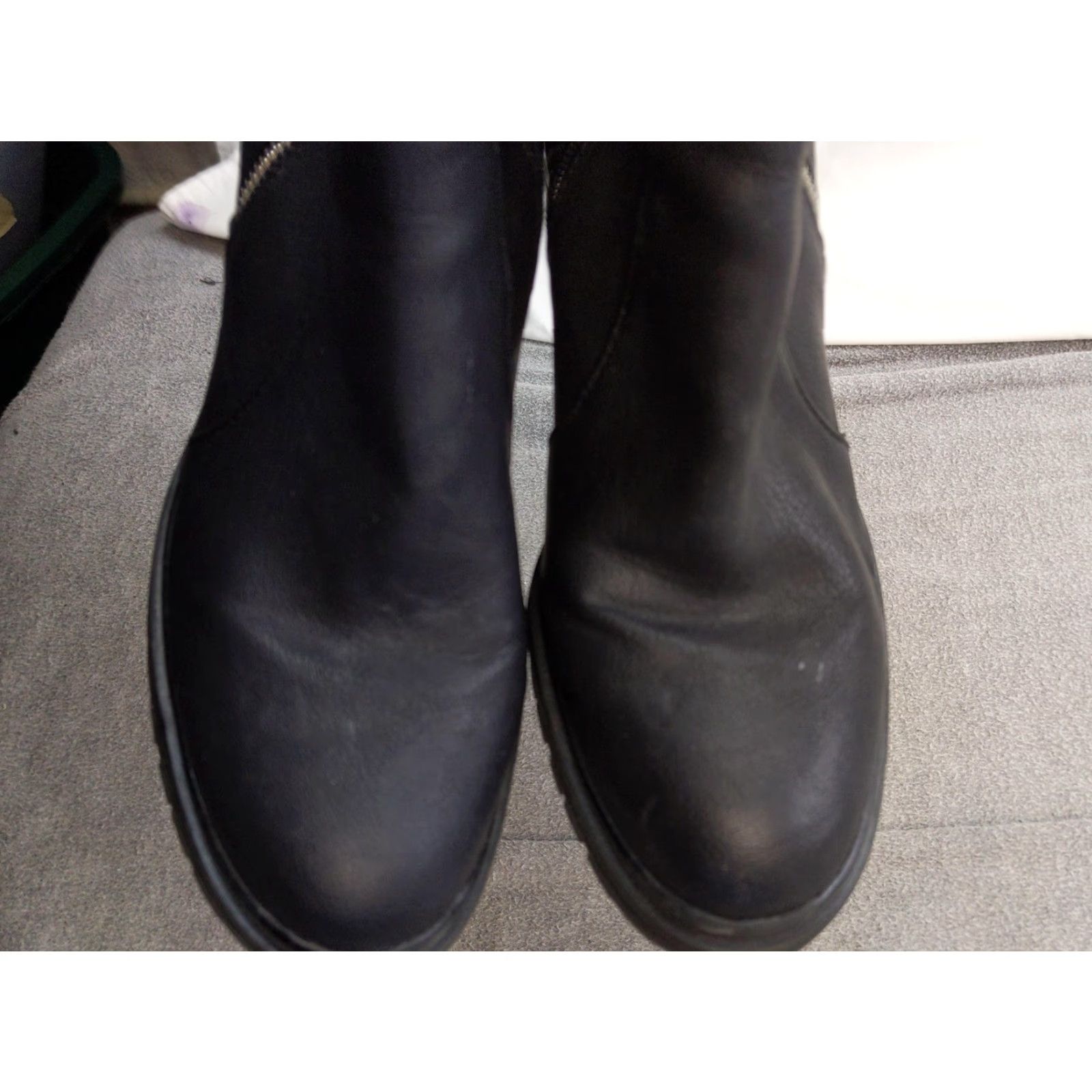 Vintage Biker Boots Womens size 9.5 41 Black Knee High Block Heel Zip Buckle Lug Sole Shoes Size US 10 / IT 40 - 5 Thumbnail