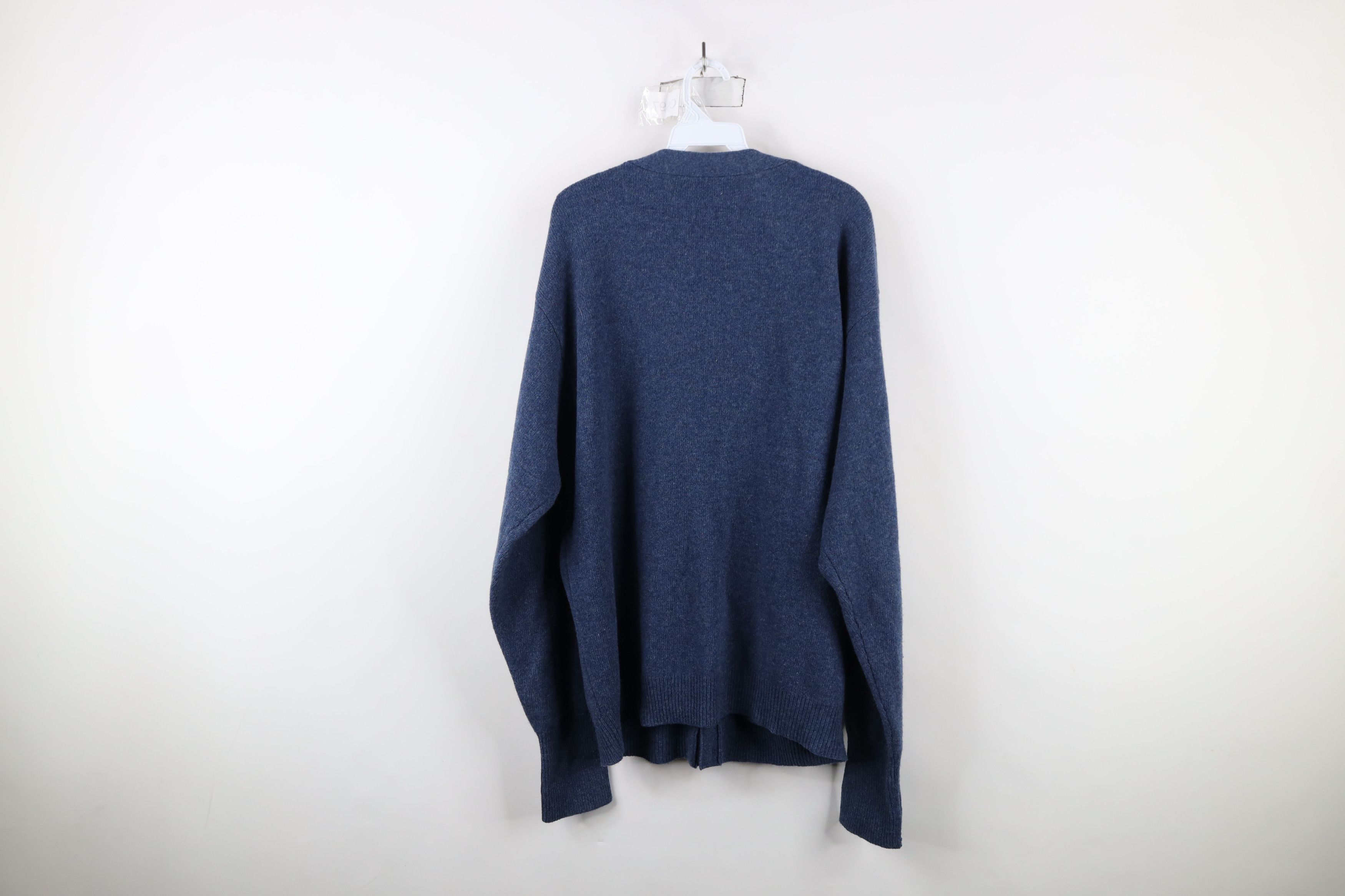 Vintage Vintage 90s Streetwear Lambswool Knit Cardigan Sweater Blue Size US XL / EU 56 / 4 - 7 Thumbnail