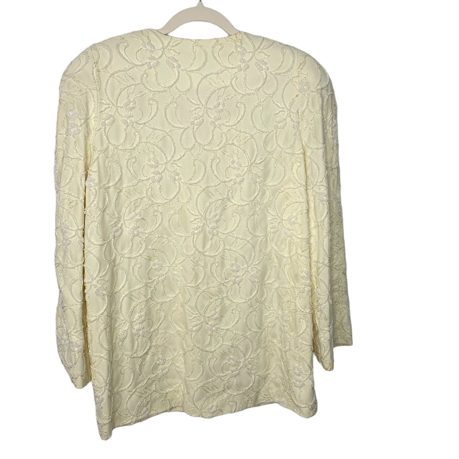 Vintage Vintage Marie St. Claire Beaded Jacket Blazer Cream Size 12 Size XL / US 12-14 / IT 48-50 - 2 Thumbnail