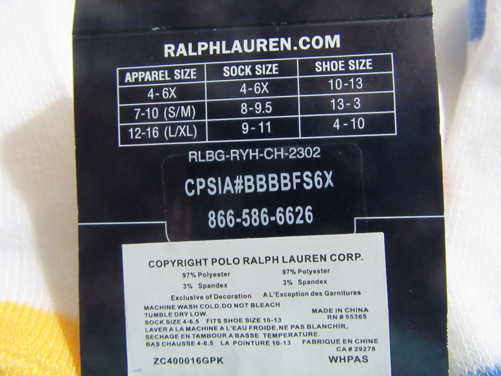 Polo Ralph Lauren Polo Ralph Lauren Girls Socks Sz 4-6X fits Multi 3 Pair NWOT Size ONE SIZE - 4 Thumbnail