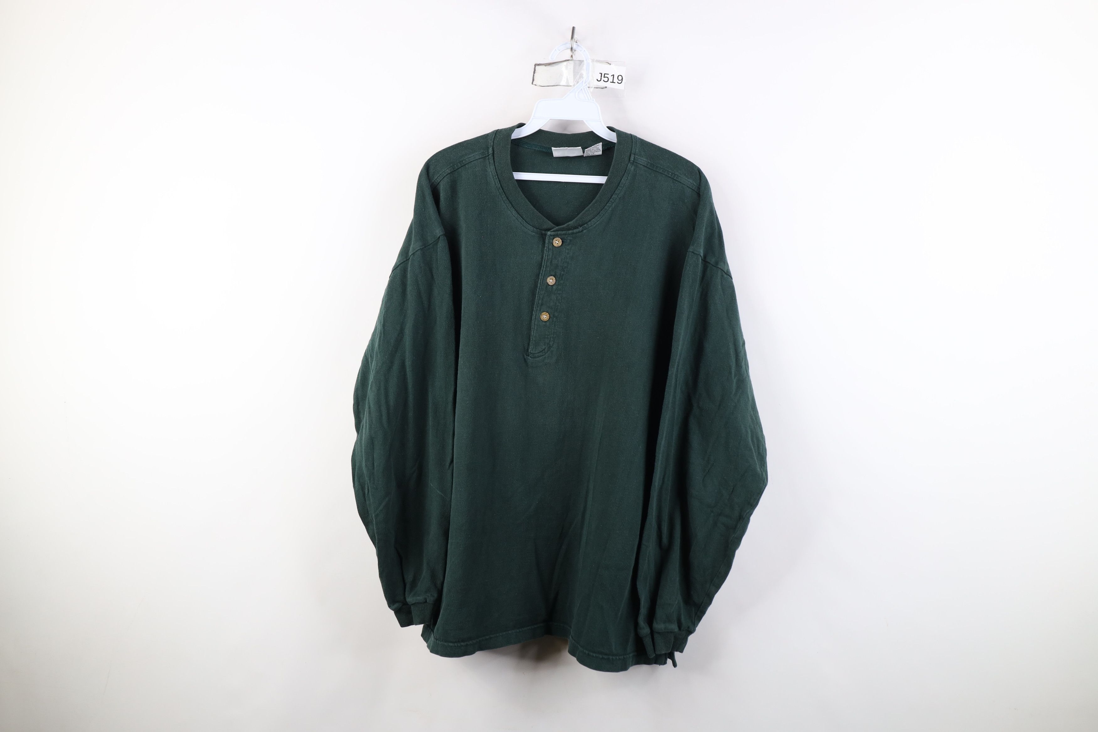 Vintage Vintage 90s Streetwear Long Sleeve Henley T-Shirt Green Size US XL / EU 56 / 4 - 1 Thumbnail
