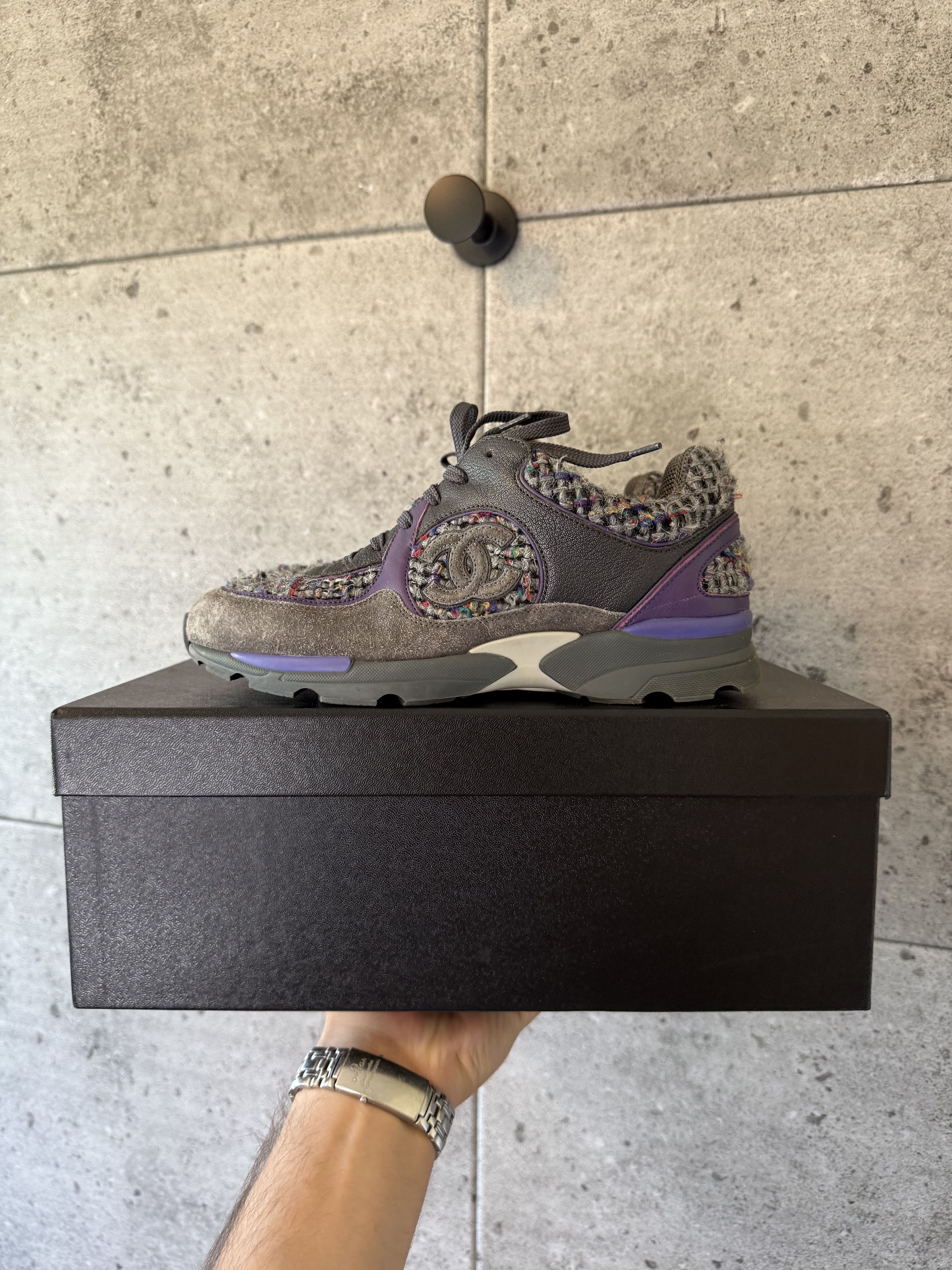 Chanel Chanel tweed double c trainer sneakers Size US 6 / EU 39 - 1 Thumbnail
