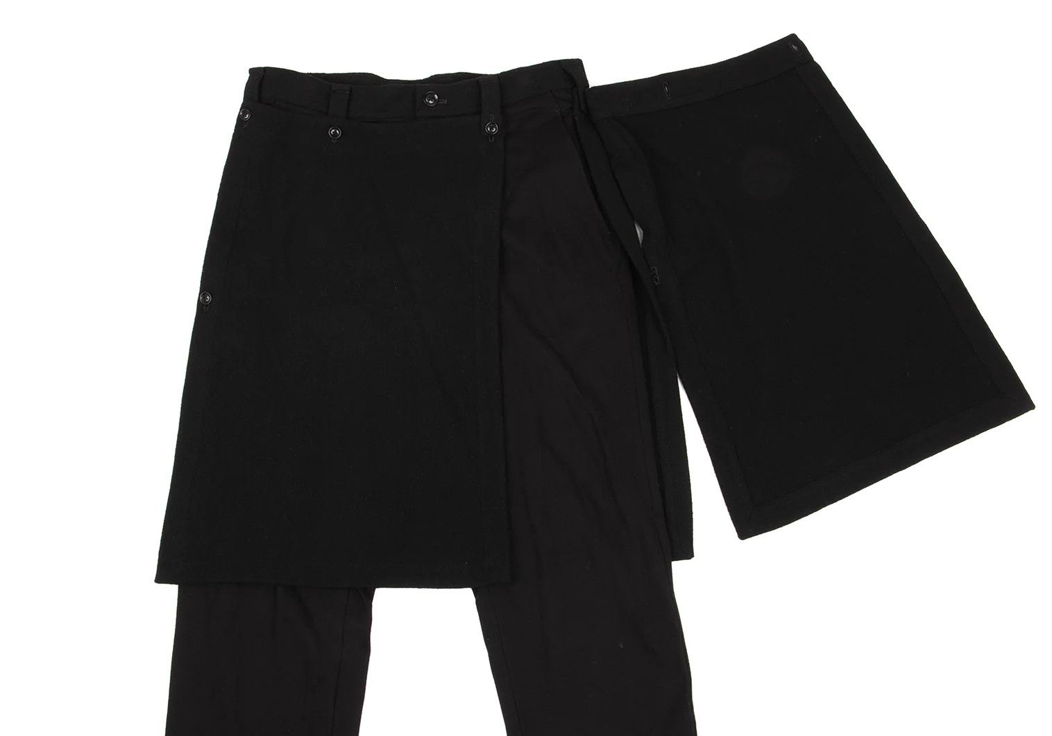 Yohji Yamamoto Flannel Wool Mixed Material Skirt Pants Black Size 3 Size US 34 / EU 50 - 5 Thumbnail