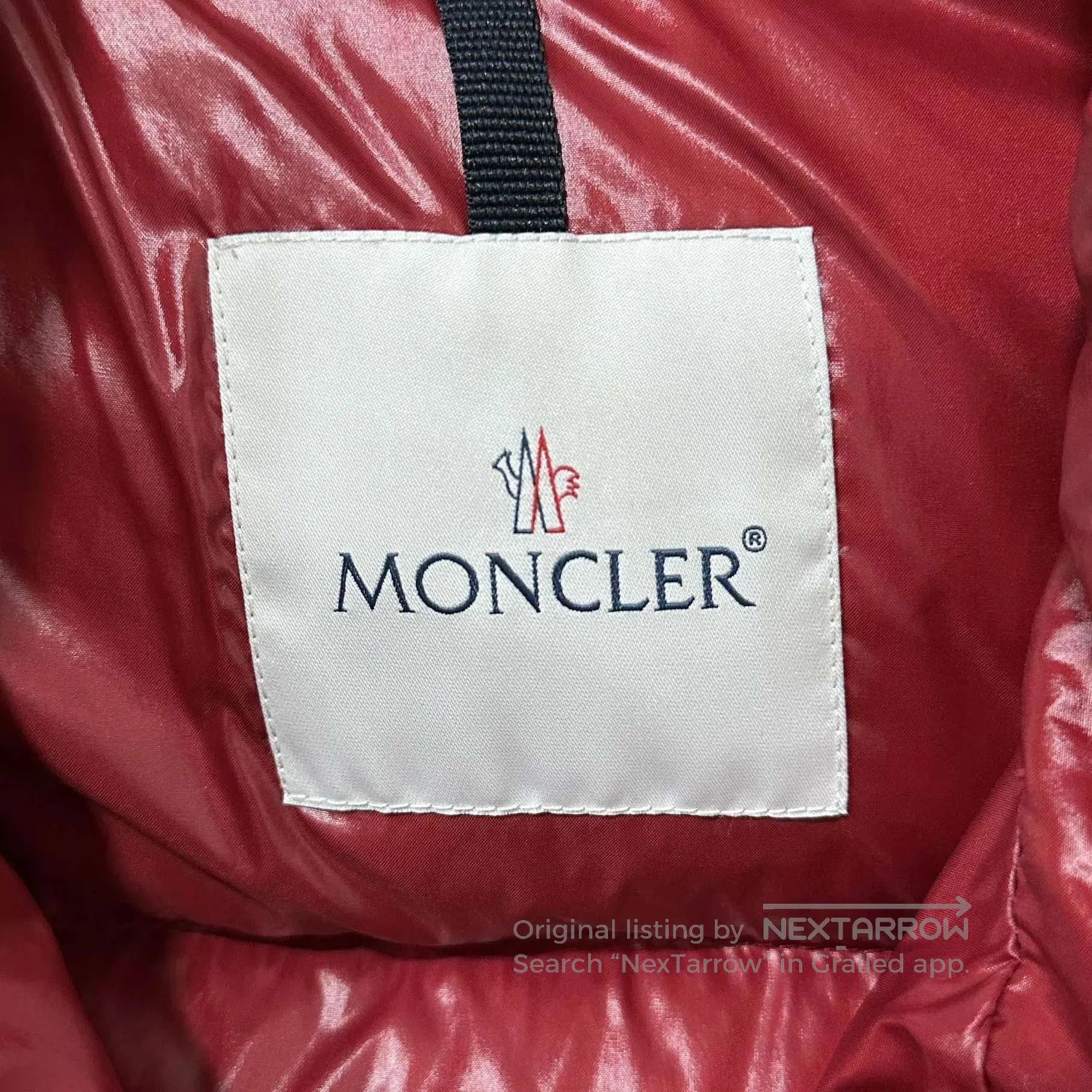 Moncler Red Puffer Jacket with Velvet Accents. Size US S / EU 44-46 / 1 - 5 Thumbnail