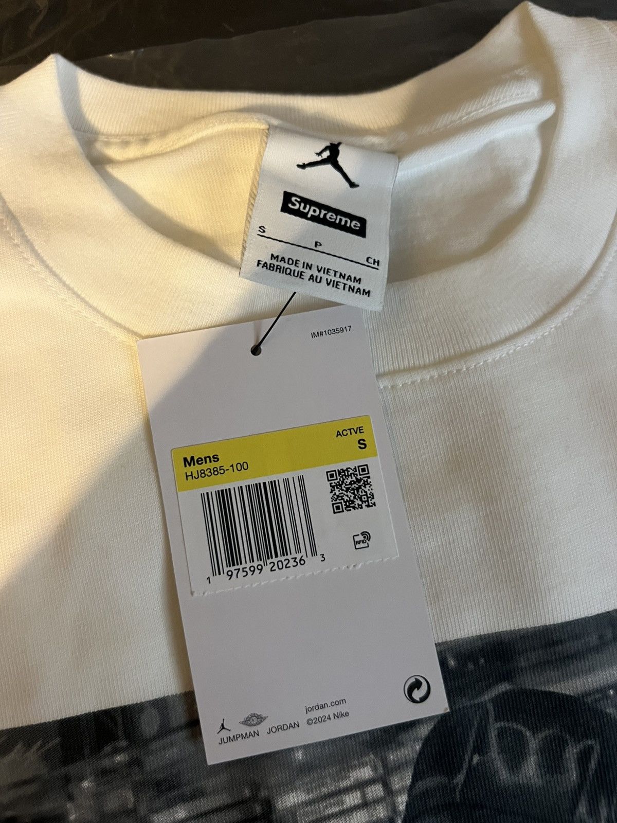 Jordan Brand × Supreme Supreme Jordan Biggie S/S Top White (Size Small) Size US S / EU 44-46 / 1 - 2 Thumbnail