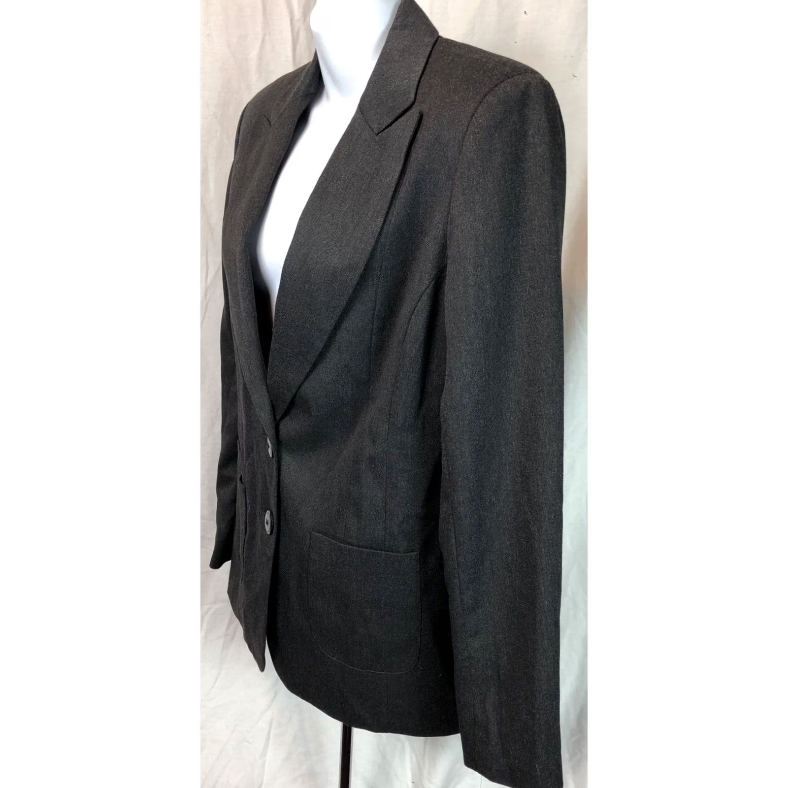 Vintage NWT Tracy Evans Blazer Jacket S Charcoal Career Stretch Lined 2 Button Pockets Size S / US 4 / IT 40 - 2 Thumbnail