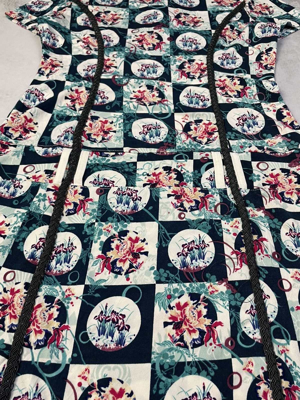 Japanese Brand SS12 Ozz Oneste Iris Flower Ichimatsu Checkered Print Dress Size S / US 4 / IT 40 - 9 Thumbnail