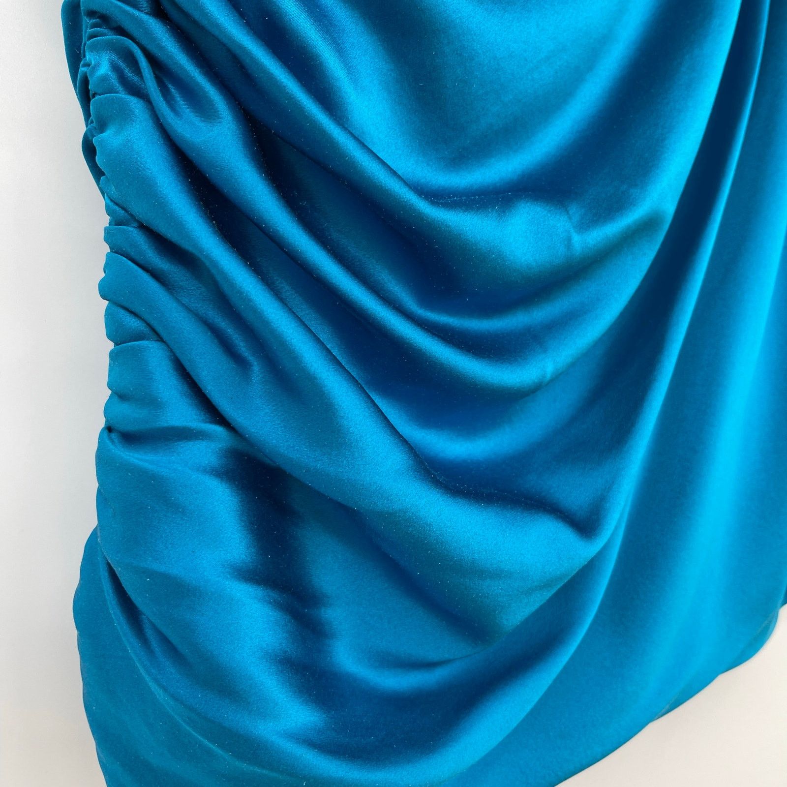 Other The Sei | Ruched Mini Skirt in Lake Teal Blue Silk 6 w/ Tags Size 28" / US 6 / IT 42 - 12 Thumbnail