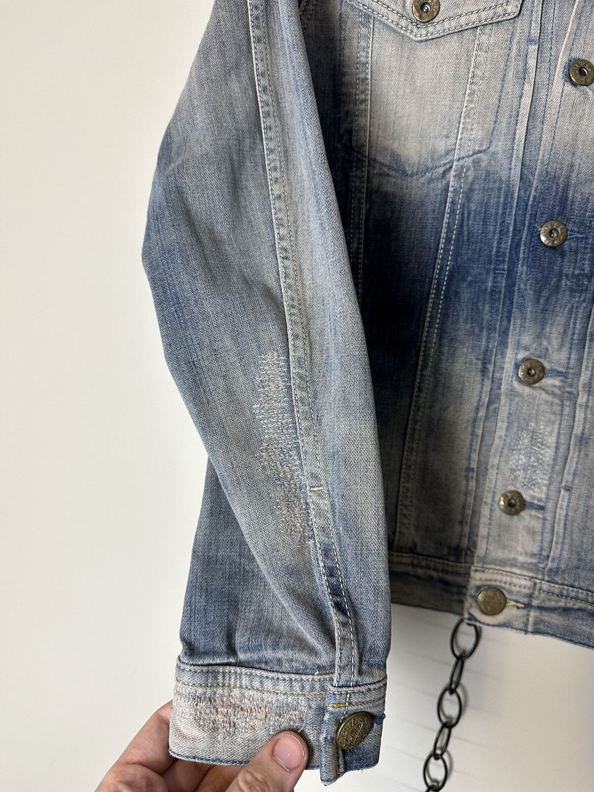Diesel × Vintage Vintage Diesel Repaired Denim Jacket Small Size S / US 4 / IT 40 - 6 Thumbnail