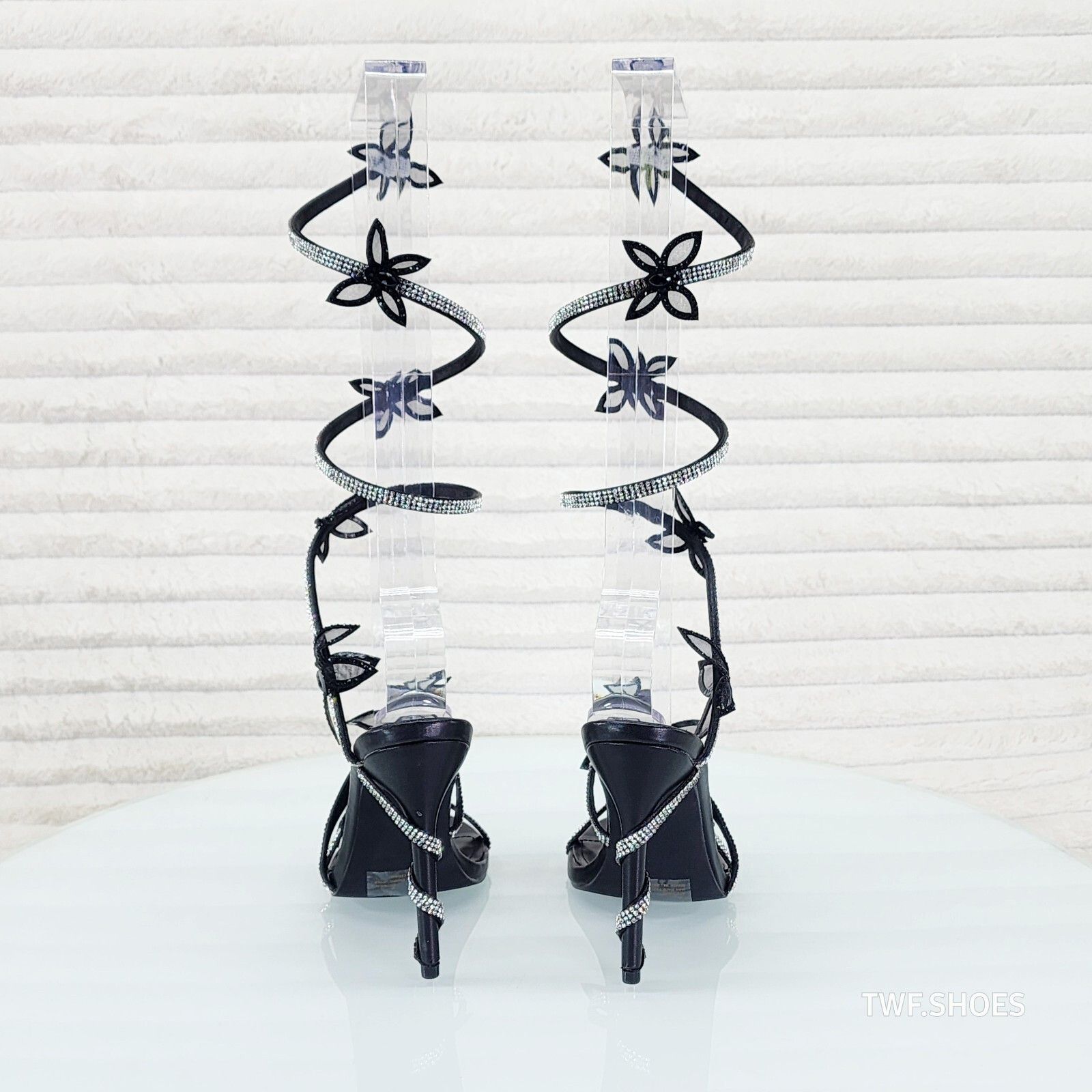Other Fly Girl White Upper & Rhinestones Black Butterfly Wrap Stra Size US 10 / IT 40 - 4 Thumbnail