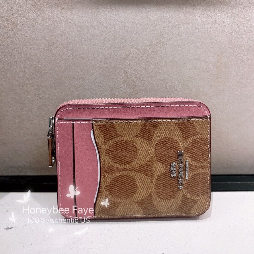 Coach Zip Card Case In Signature Canvas CW883 Size ONE SIZE - 4 Thumbnail