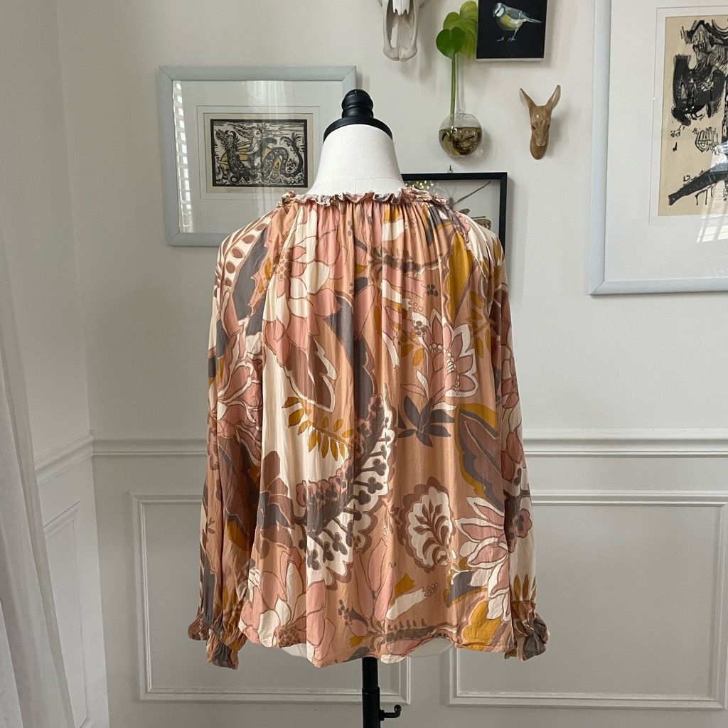 Other Vici Tomar Floral Peasant Top Terracotta Mocha Ivory S Size S / US 4 / IT 40 - 6 Thumbnail