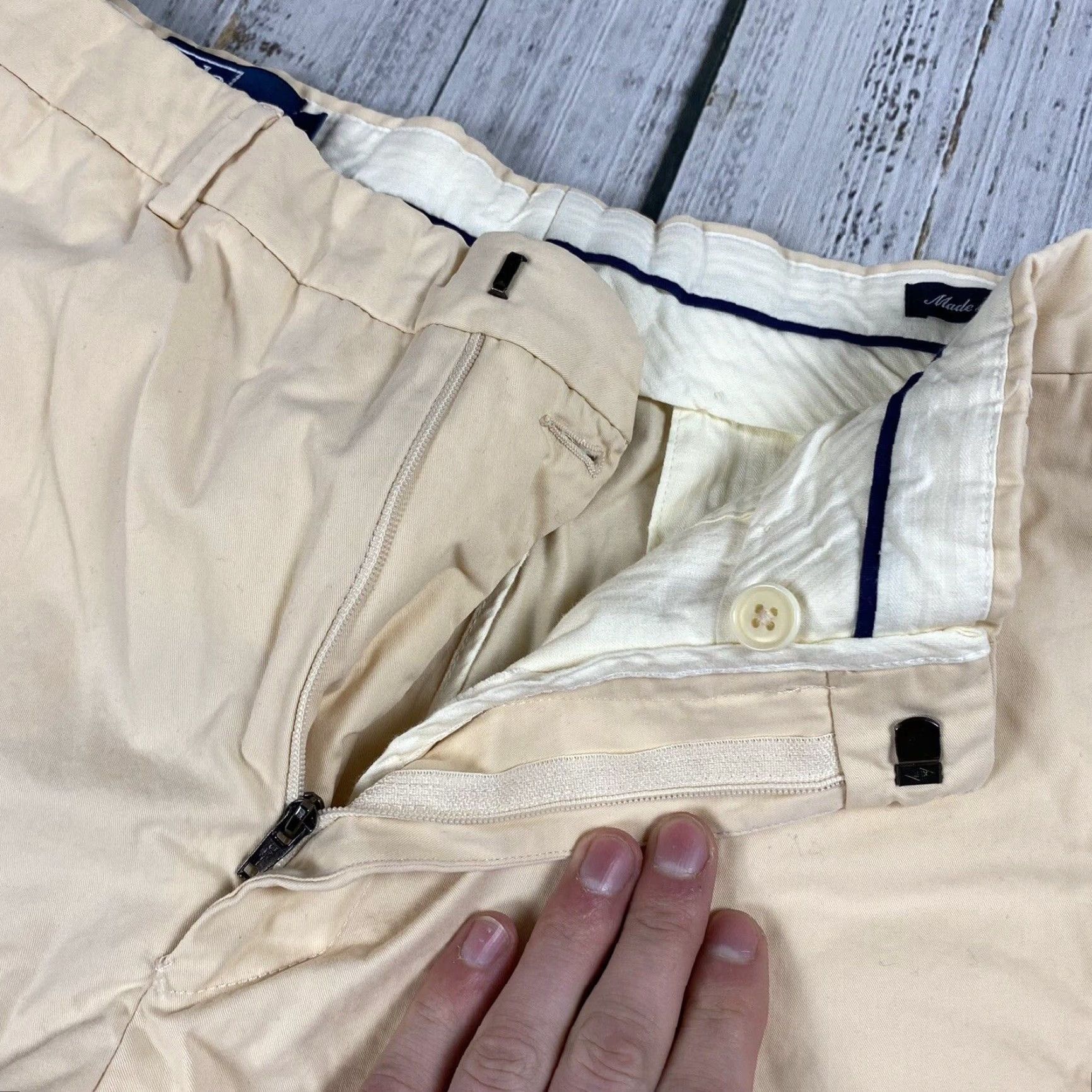 Polo Ralph Lauren VINTAGE Polo Ralph Lauren Dress Pants Men 36 Ivory Chino Flat Front Mid Rise Straight Leg Italy Size US M / EU 48-50 / 2 - 4 Thumbnail