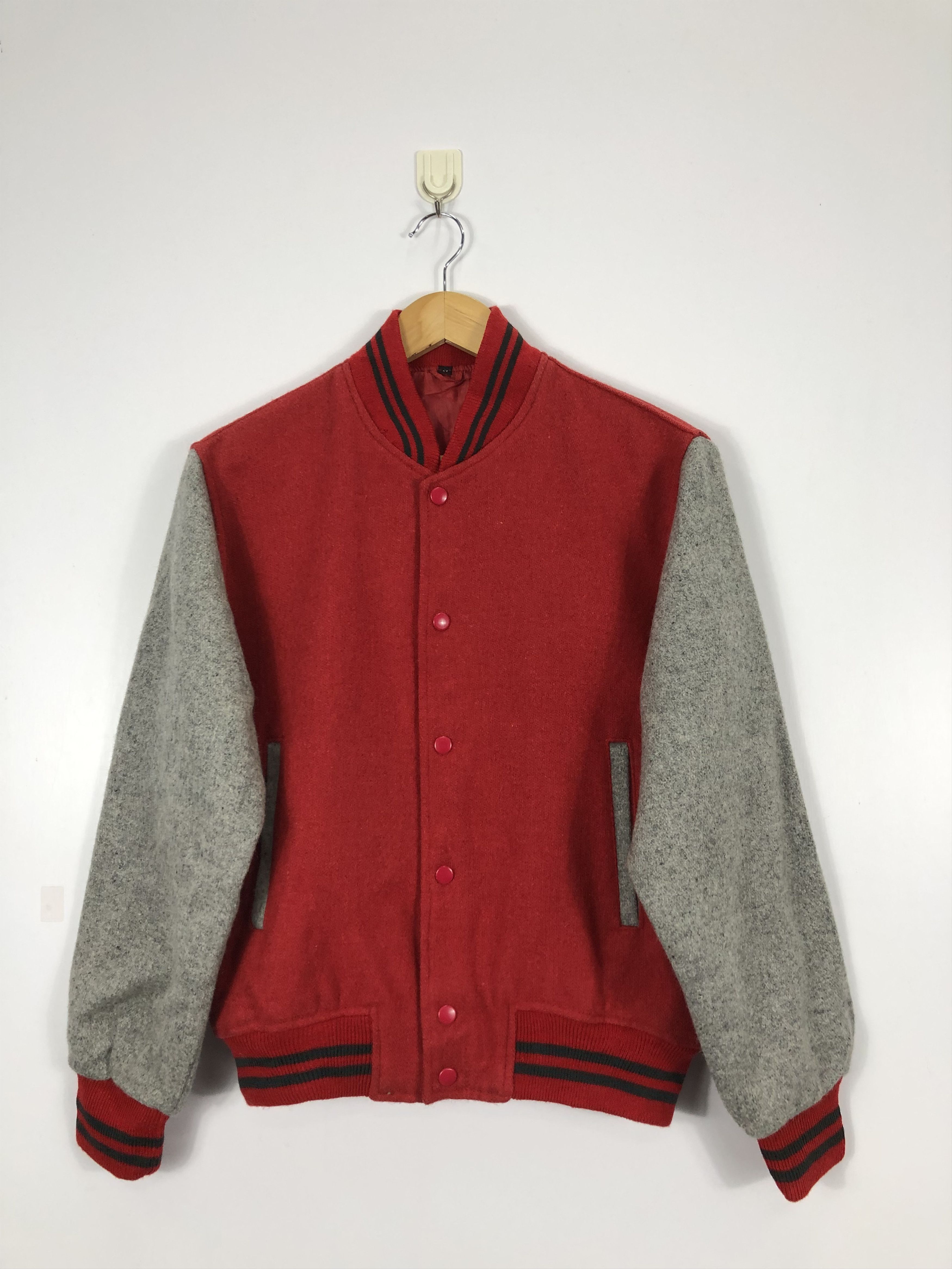 image of Cashmere Wool x Varsity Jacket Vintage 90's Wool Varsity Red Jacket (Size Medium)